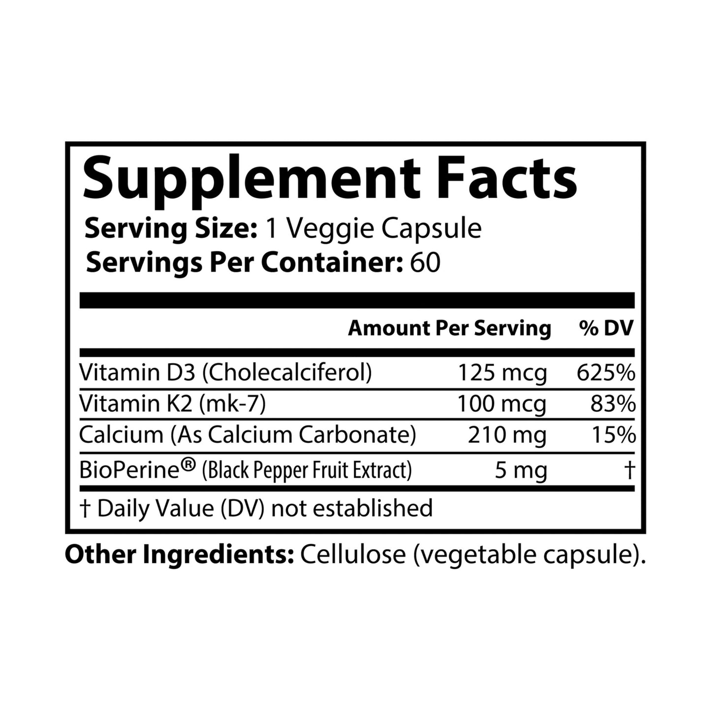 Dilatancy Vitamin K2 + D3 Supplement (60 Capsules)