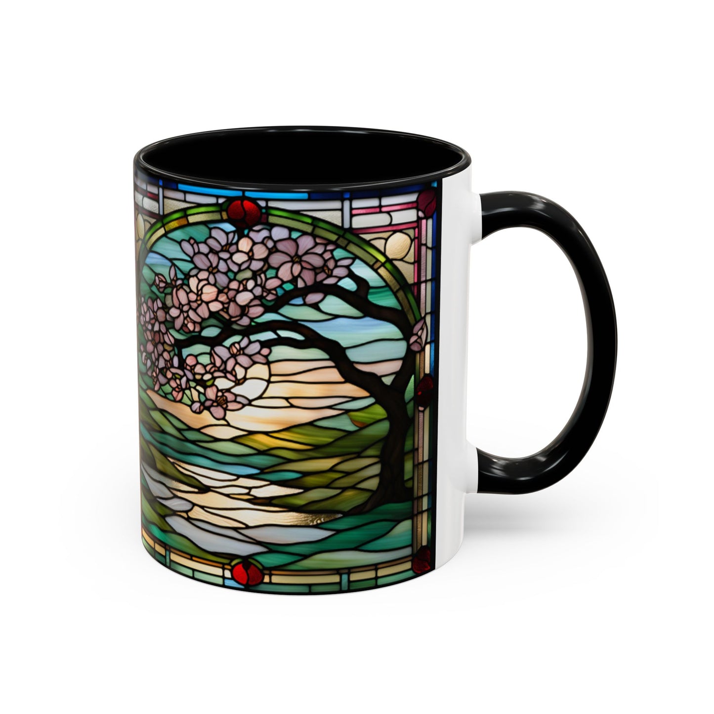 Stained Glass Cherry Blossom Mug, Nature Lover's Gift, Floral Coffee Cup, Home Decor, Spring Decor, Mother's Day Gift