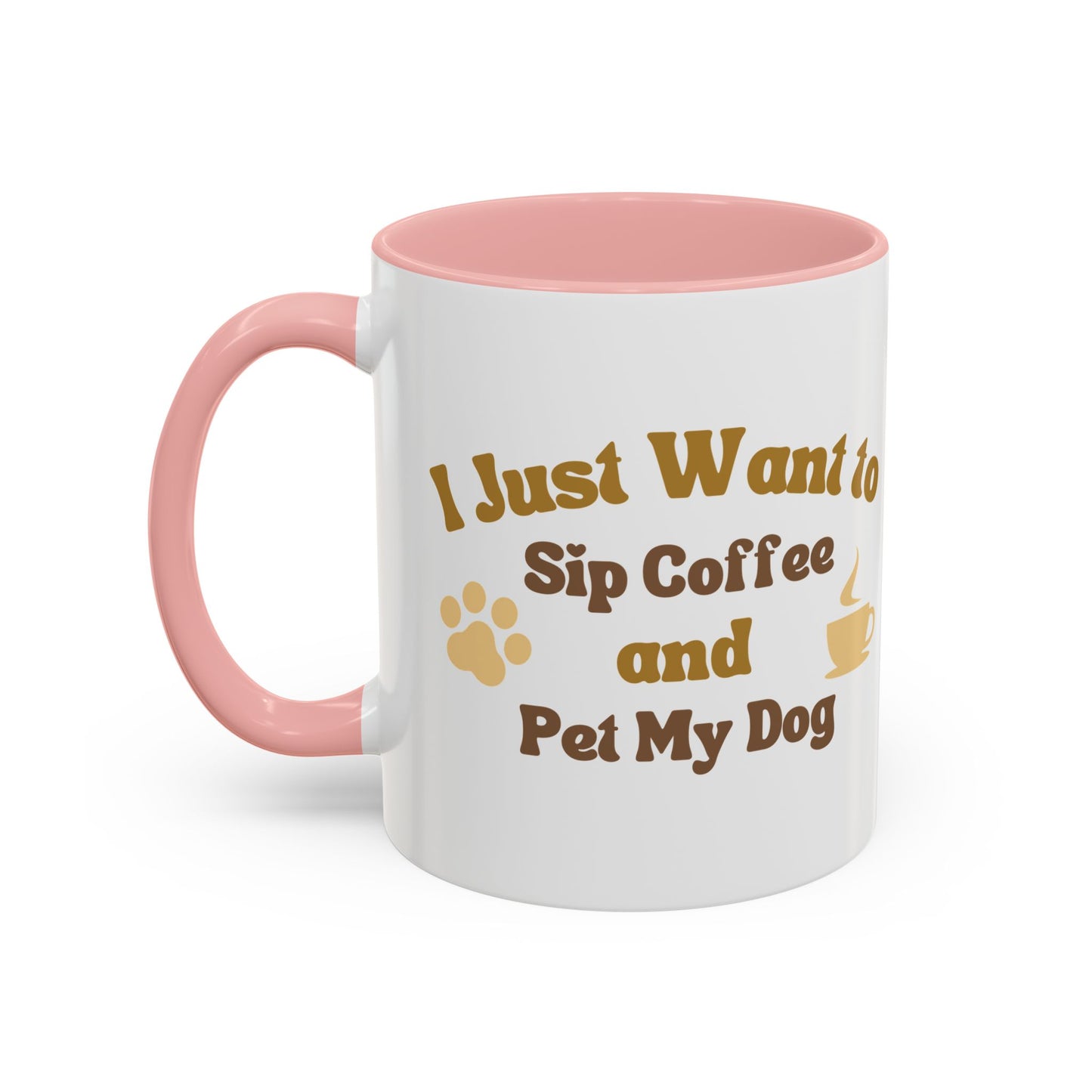 Dog Lover Accent Mug, Coffee Cup Gift, Dog Mom Dad Present, Sip and Pet Mug, Cute Canine Lover Mug, 11oz