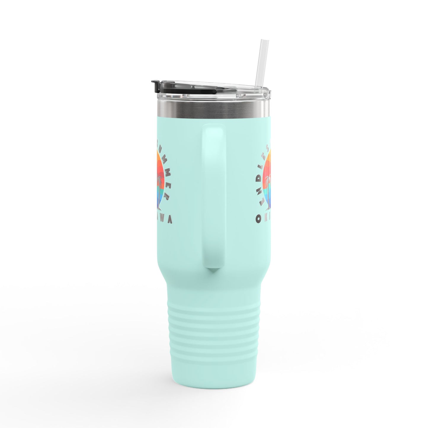 Okinawa Summer Endless Summer Insulated Travel Mug, 40oz - Tropical Beach Vacation Drinkware, Large Tea Cup, Gift for Travelers, Japanese
