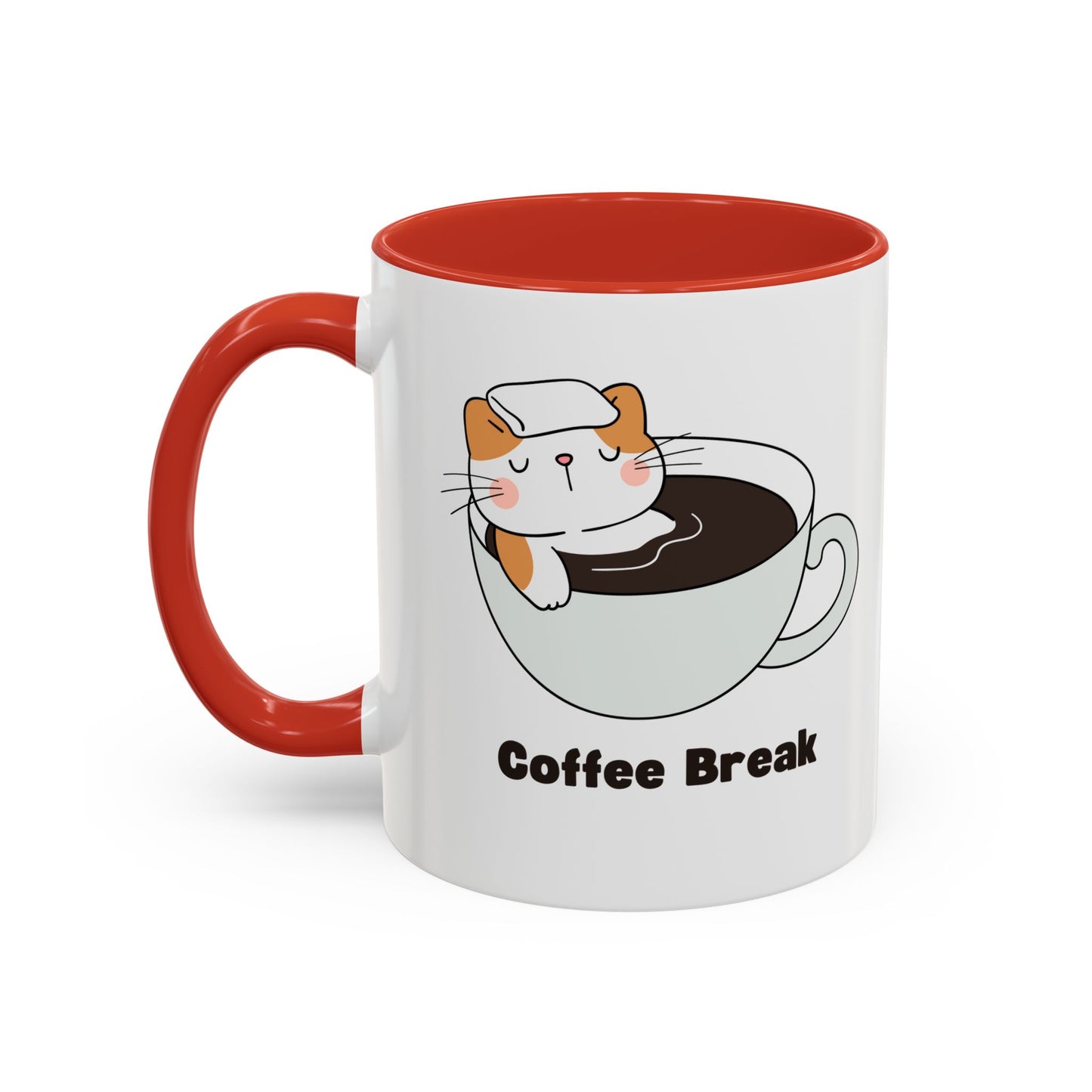 Onsen Neko Coffee Mug, 11oz - Ceramic Tea Cup with Japanese Cat Design, Cute Cat Lover Gift, Porcelain Cat Mug, Kitty Coffee Cup, Kawaii