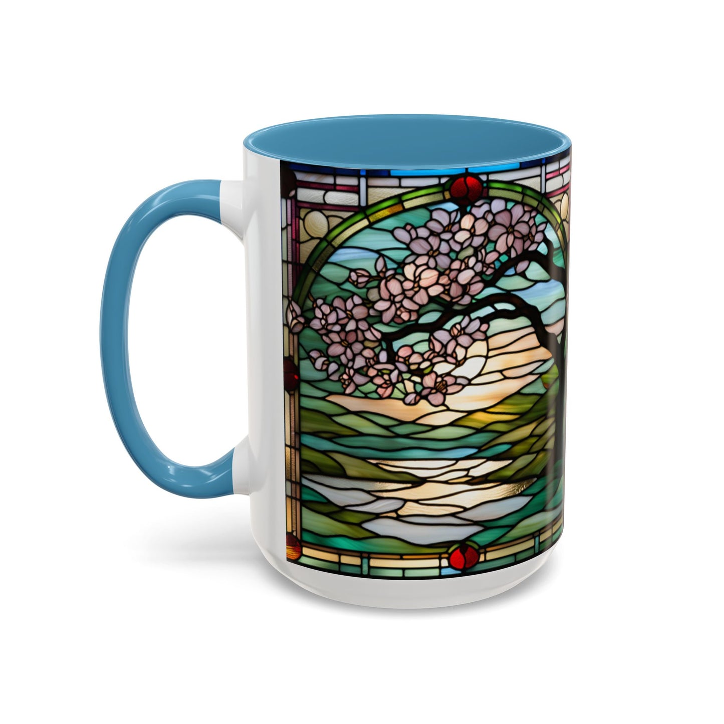 Stained Glass Cherry Blossom Mug, Nature Lover's Gift, Floral Coffee Cup, Home Decor, Spring Decor, Mother's Day Gift