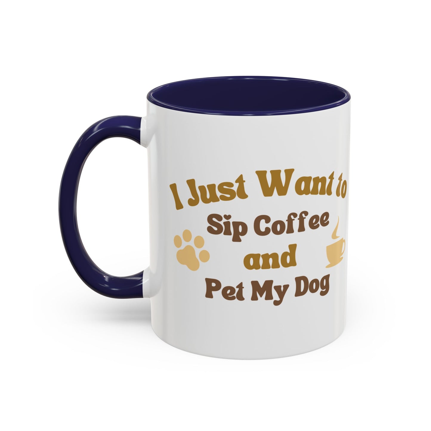 Dog Lover Accent Mug, Coffee Cup Gift, Dog Mom Dad Present, Sip and Pet Mug, Cute Canine Lover Mug, 11oz