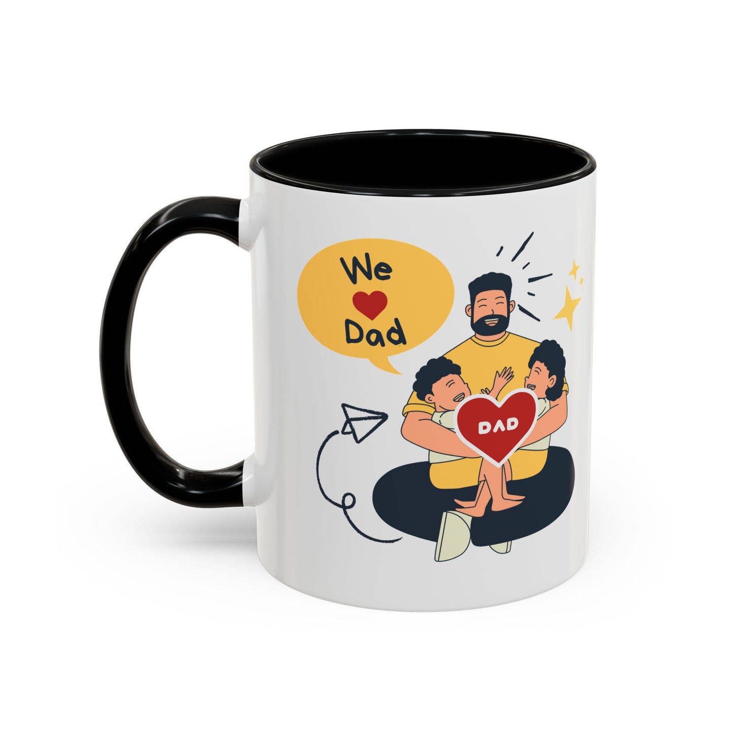Father's Day Gift Accent Coffee Mug, Dad Ever, 11oz Funny Tea Cup, Birthday Present from Kids, Best Dad Mug, Christmas Gift for Dad