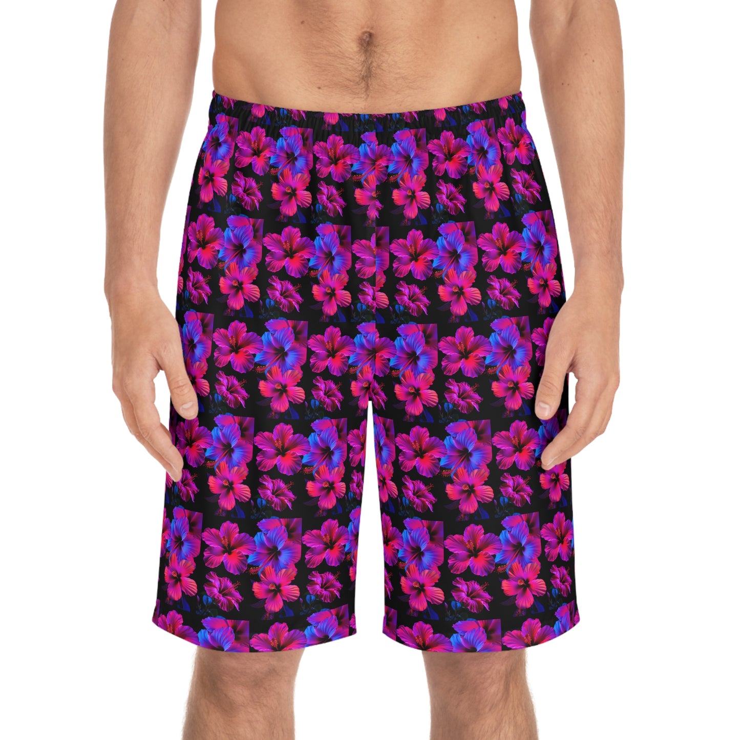 Men's Customizable Board Shorts  Hibiscus Flower Swim Trunks