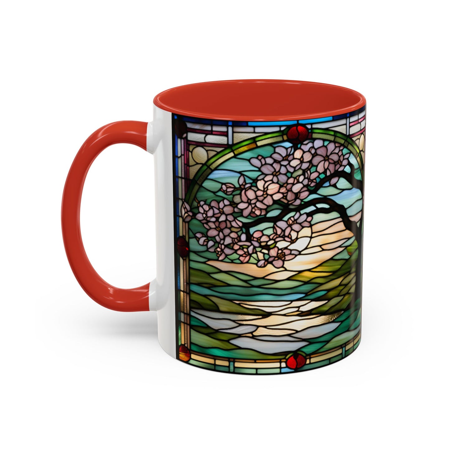 Stained Glass Cherry Blossom Mug, Nature Lover's Gift, Floral Coffee Cup, Home Decor, Spring Decor, Mother's Day Gift