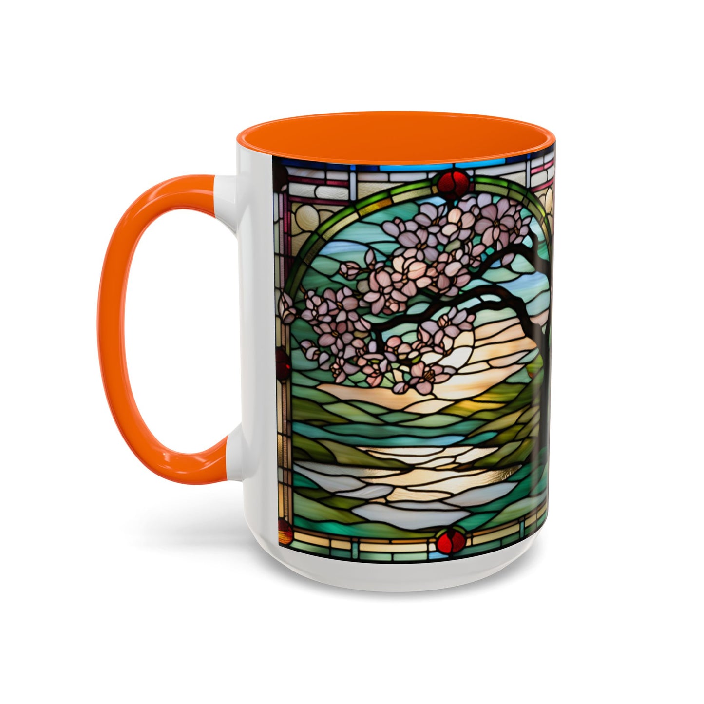 Stained Glass Cherry Blossom Mug, Nature Lover's Gift, Floral Coffee Cup, Home Decor, Spring Decor, Mother's Day Gift