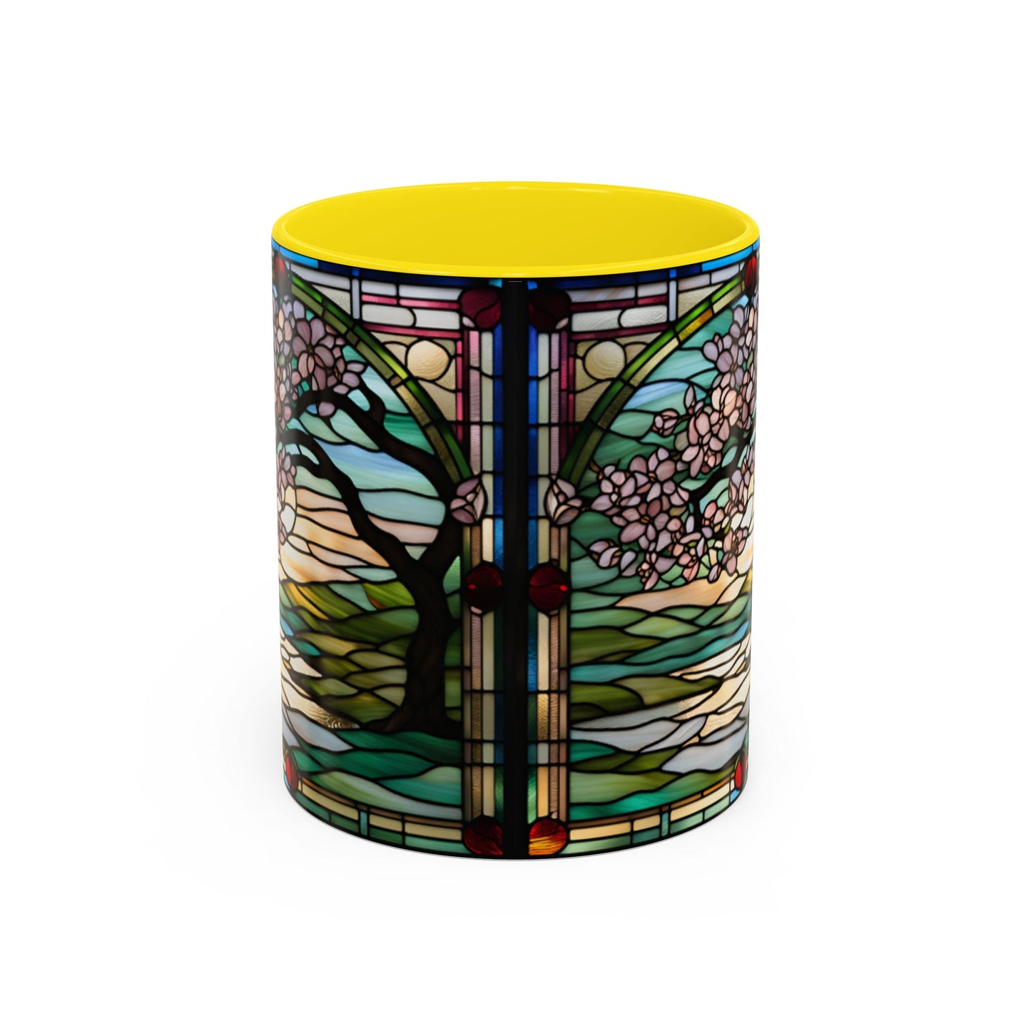 Stained Glass Cherry Blossom Mug, Nature Lover's Gift, Floral Coffee Cup, Home Decor, Spring Decor, Mother's Day Gift