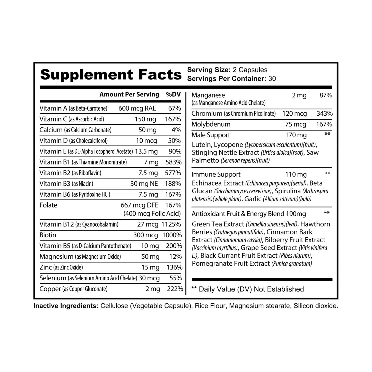 Dilatancy Multivitamin for Men Supplement (60 Capsules)
