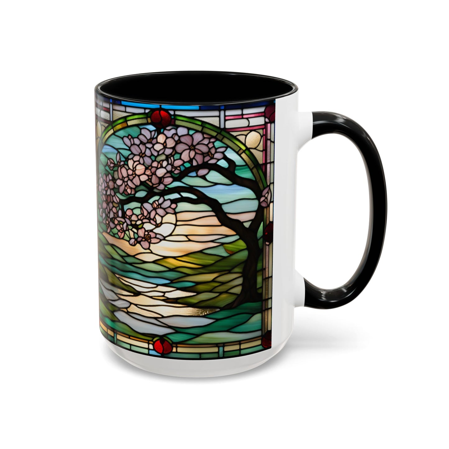 Stained Glass Cherry Blossom Mug, Nature Lover's Gift, Floral Coffee Cup, Home Decor, Spring Decor, Mother's Day Gift