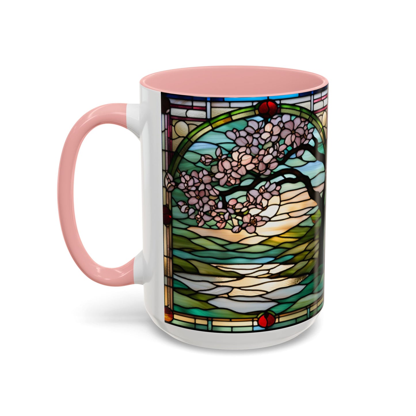 Stained Glass Cherry Blossom Mug, Nature Lover's Gift, Floral Coffee Cup, Home Decor, Spring Decor, Mother's Day Gift