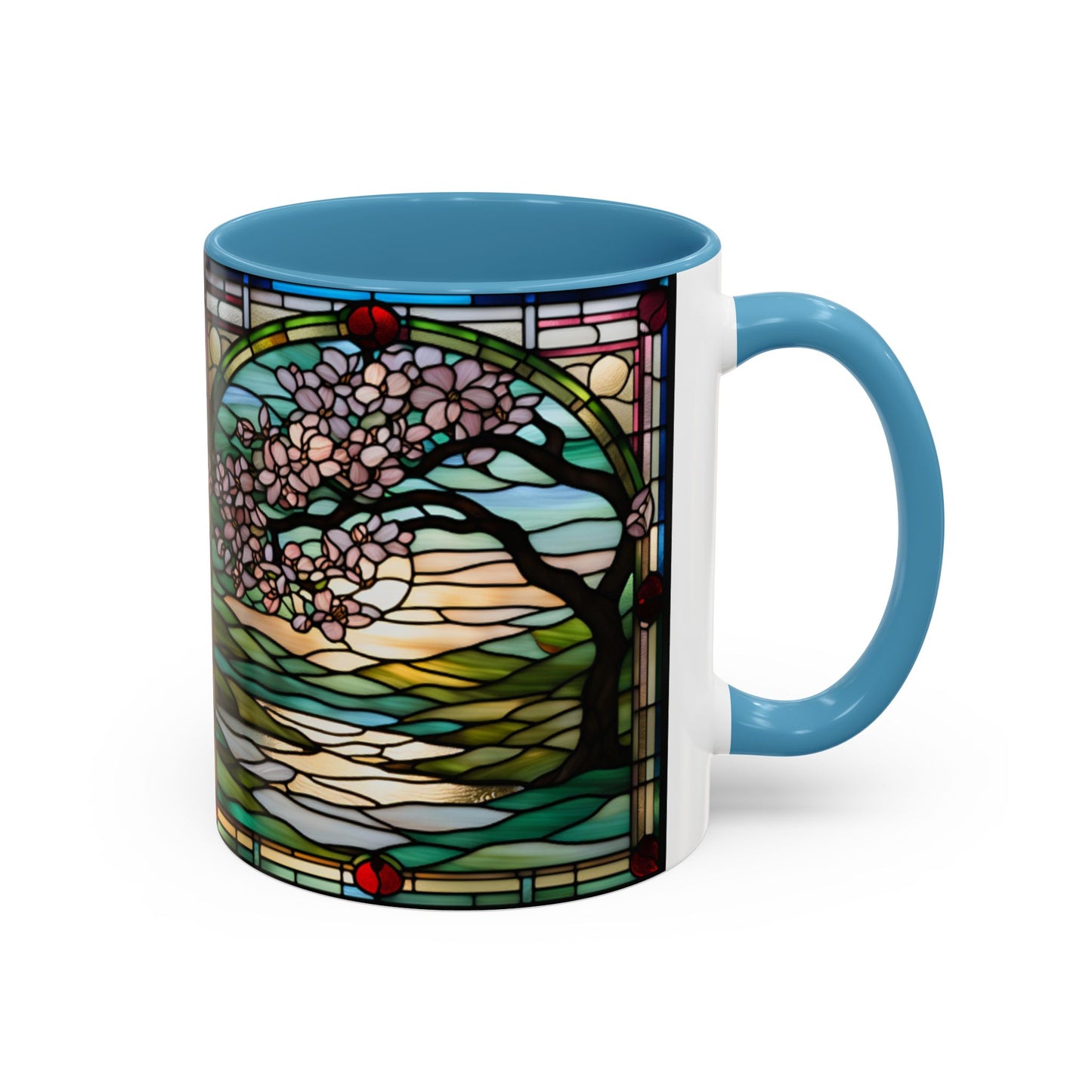 Stained Glass Cherry Blossom Mug, Nature Lover's Gift, Floral Coffee Cup, Home Decor, Spring Decor, Mother's Day Gift