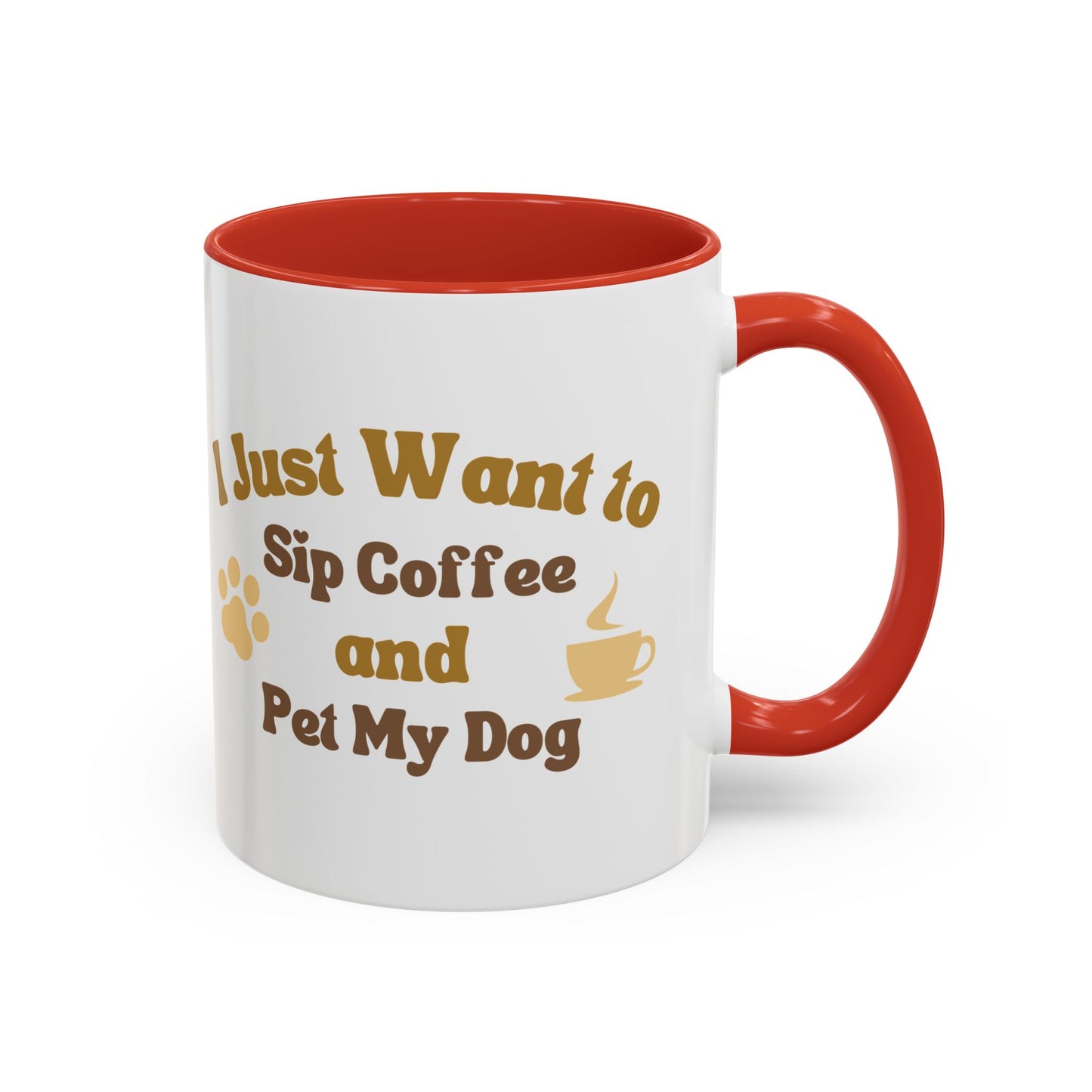 Dog Lover Accent Mug, Coffee Cup Gift, Dog Mom Dad Present, Sip and Pet Mug, Cute Canine Lover Mug, 11oz