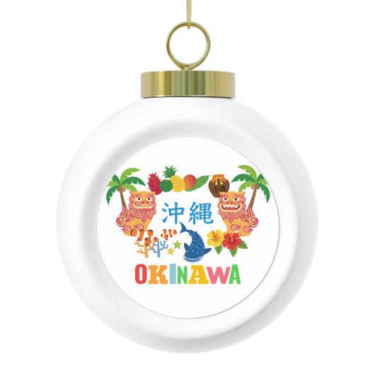 Christmas Ball Ornament - Okinawa Inspired Holiday Decoration, Unique Gift for Travelers, Japanese Souvenir, Festive Home Decor, Boho