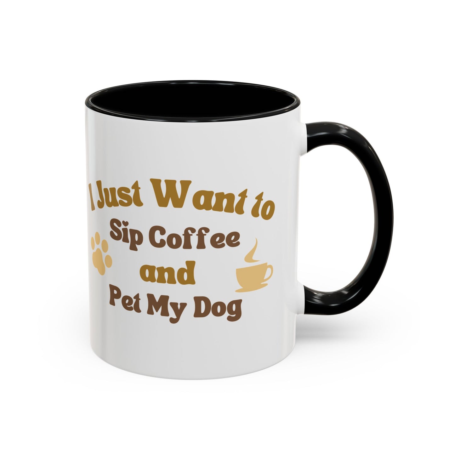 Dog Lover Accent Mug, Coffee Cup Gift, Dog Mom Dad Present, Sip and Pet Mug, Cute Canine Lover Mug, 11oz