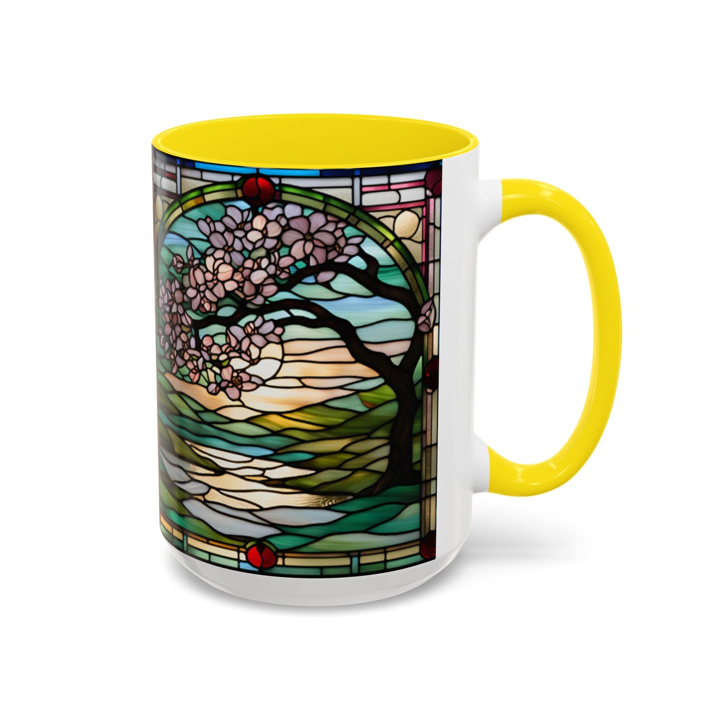 Stained Glass Cherry Blossom Mug, Nature Lover's Gift, Floral Coffee Cup, Home Decor, Spring Decor, Mother's Day Gift
