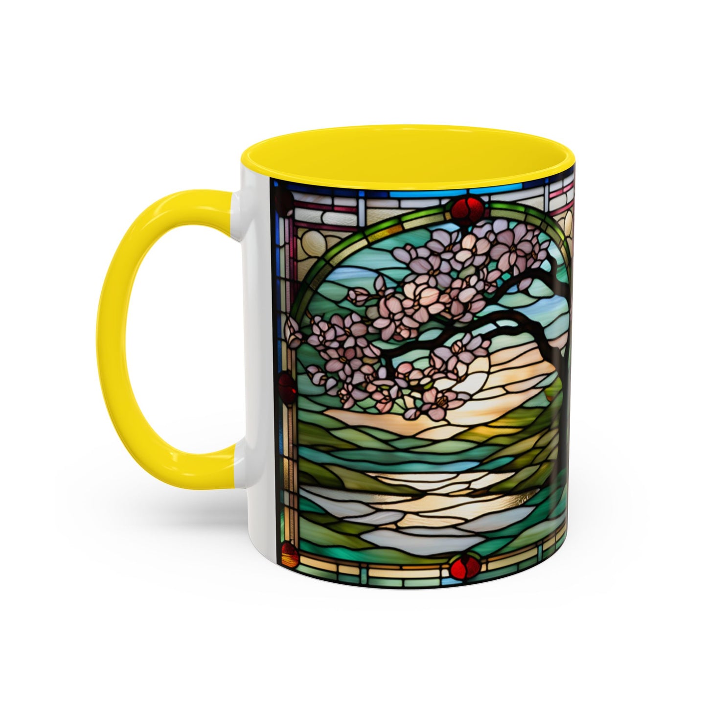 Stained Glass Cherry Blossom Mug, Nature Lover's Gift, Floral Coffee Cup, Home Decor, Spring Decor, Mother's Day Gift