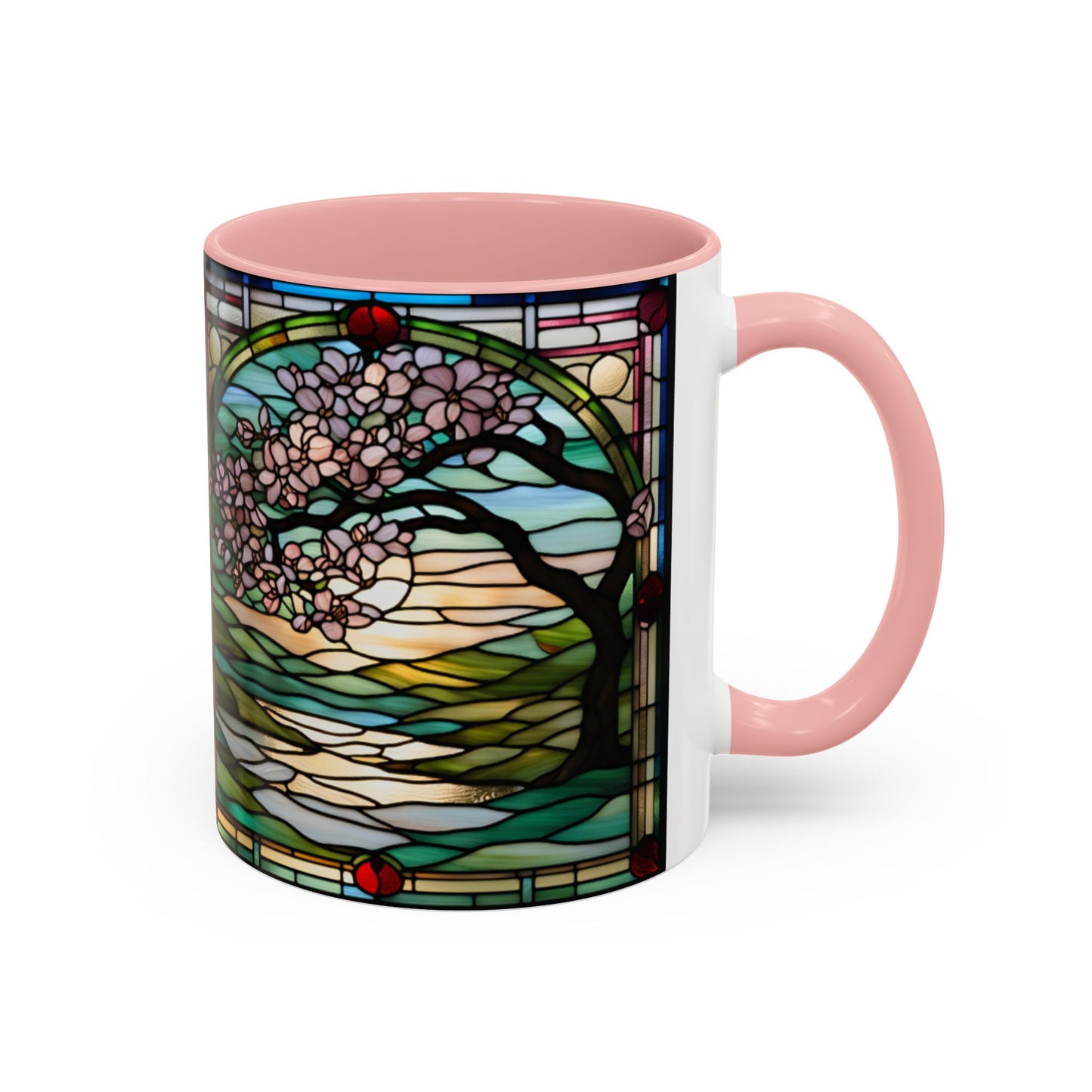 Stained Glass Cherry Blossom Mug, Nature Lover's Gift, Floral Coffee Cup, Home Decor, Spring Decor, Mother's Day Gift