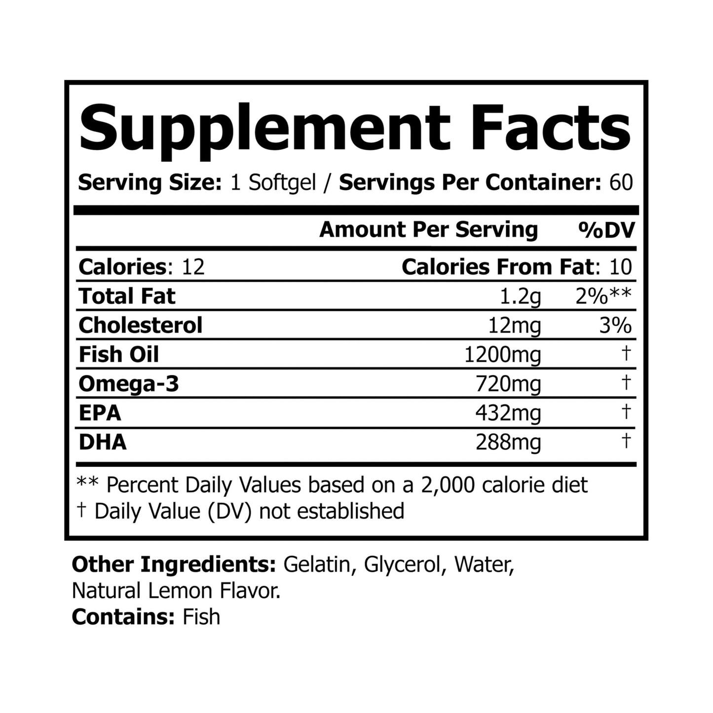 Dilatancy Omega 3 Fish Oil Supplement (60 Softgels)