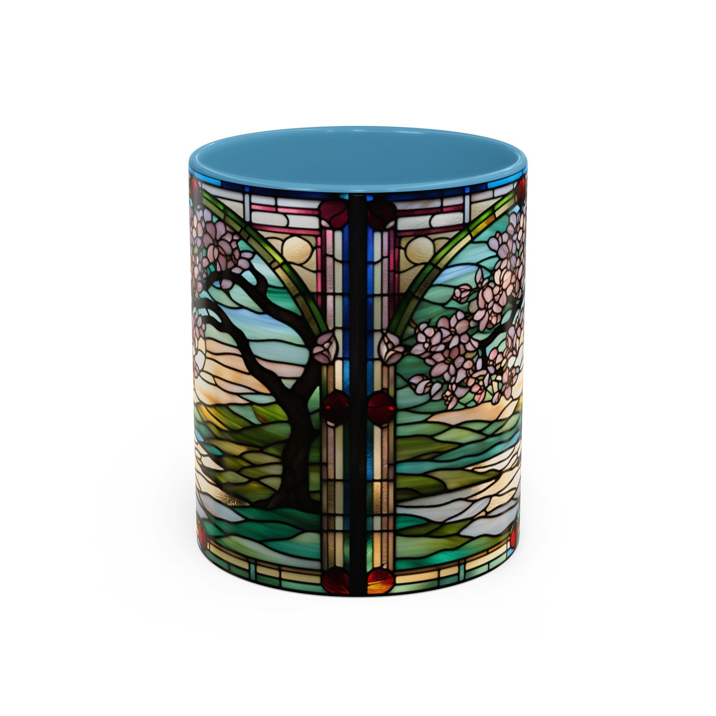 Stained Glass Cherry Blossom Mug, Nature Lover's Gift, Floral Coffee Cup, Home Decor, Spring Decor, Mother's Day Gift