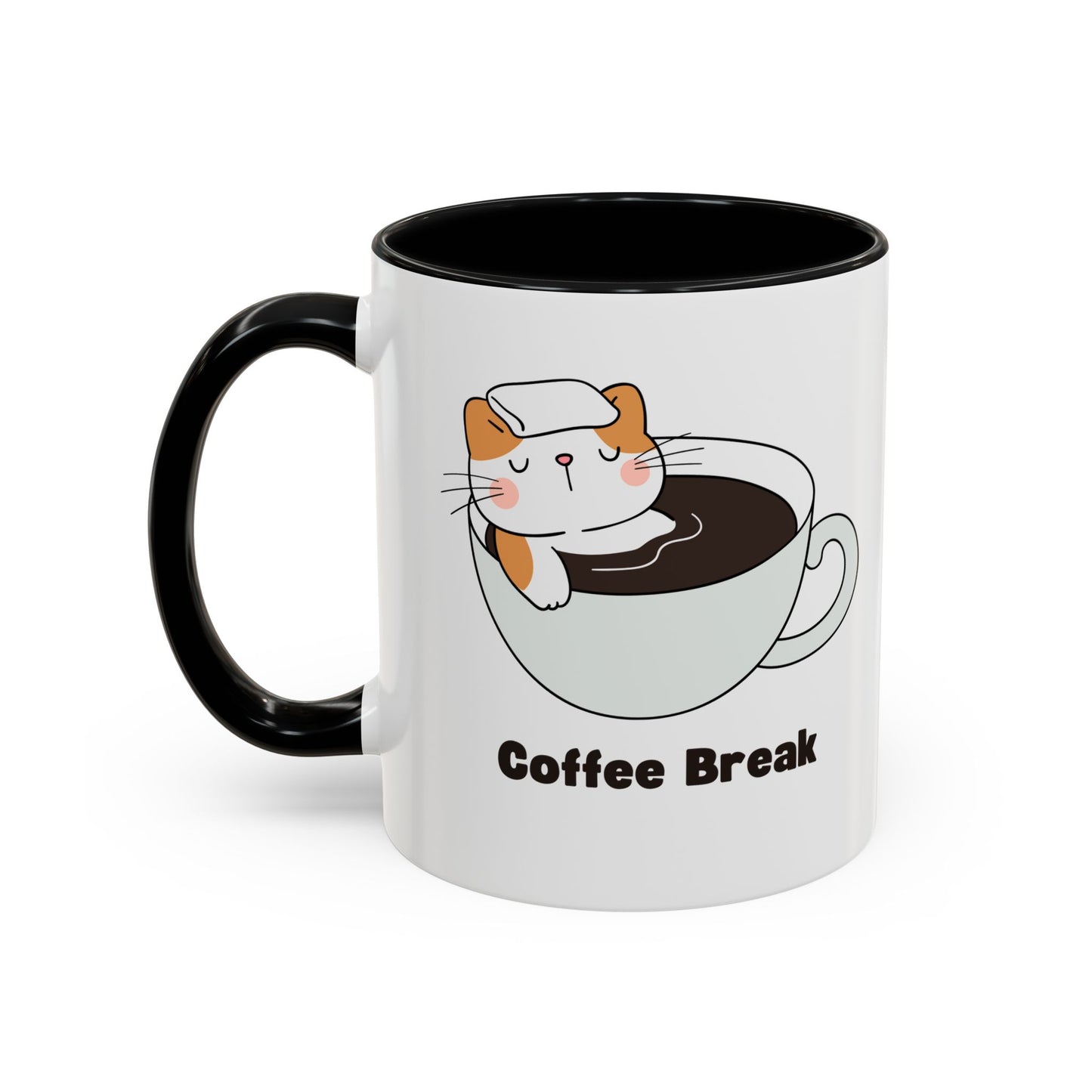 Onsen Neko Coffee Mug, 11oz - Ceramic Tea Cup with Japanese Cat Design, Cute Cat Lover Gift, Porcelain Cat Mug, Kitty Coffee Cup, Kawaii