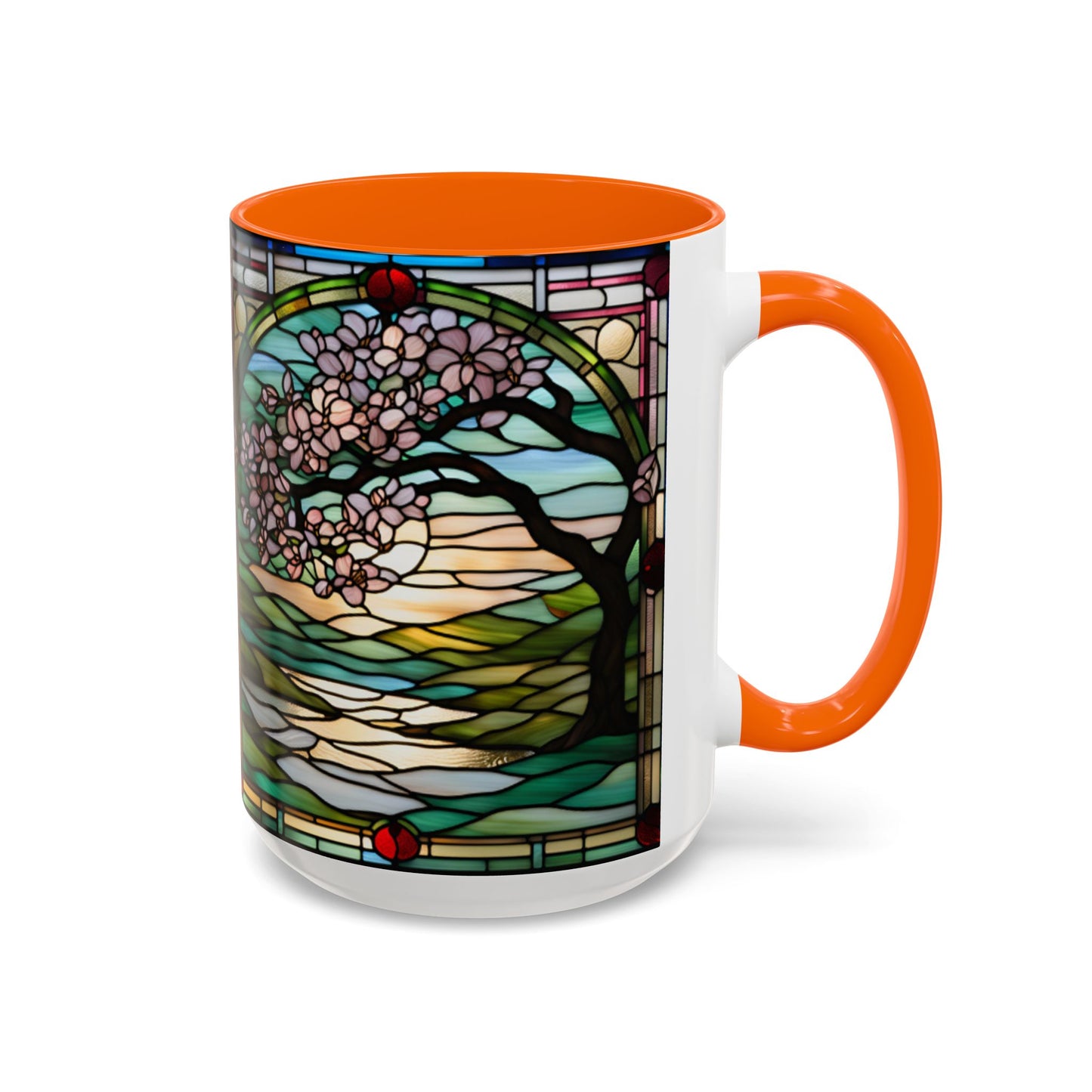 Stained Glass Cherry Blossom Mug, Nature Lover's Gift, Floral Coffee Cup, Home Decor, Spring Decor, Mother's Day Gift