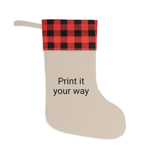Customizable Christmas Stocking, Personalized Holiday Décor, Festive Gift Bag, Rustic Red Plaid Design, Unique Family Keepsake
