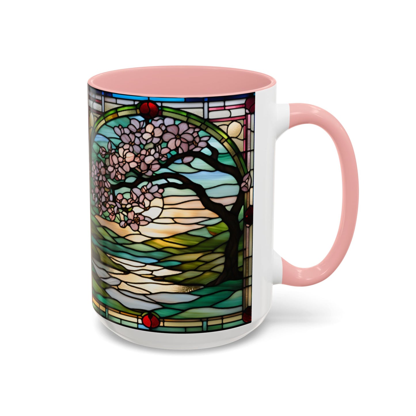 Stained Glass Cherry Blossom Mug, Nature Lover's Gift, Floral Coffee Cup, Home Decor, Spring Decor, Mother's Day Gift