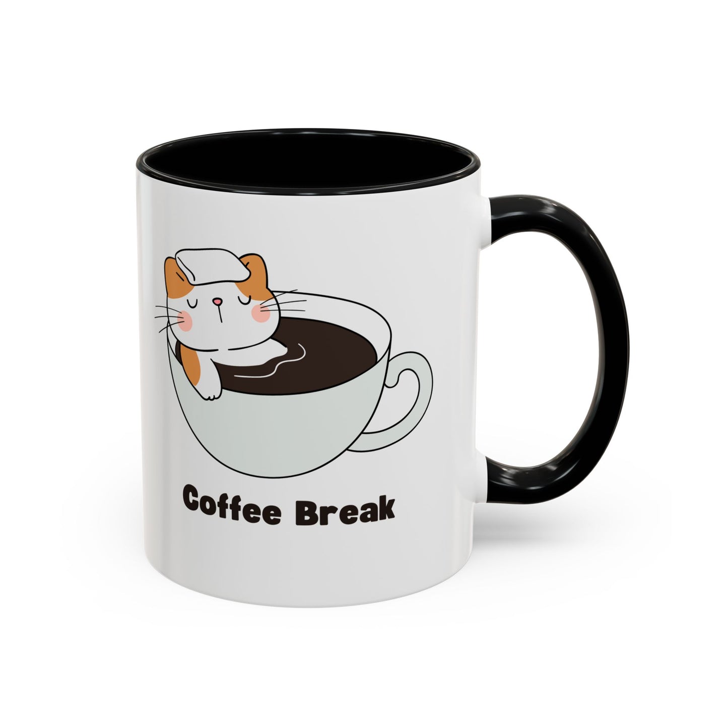 Onsen Neko Coffee Mug, 11oz - Ceramic Tea Cup with Japanese Cat Design, Cute Cat Lover Gift, Porcelain Cat Mug, Kitty Coffee Cup, Kawaii