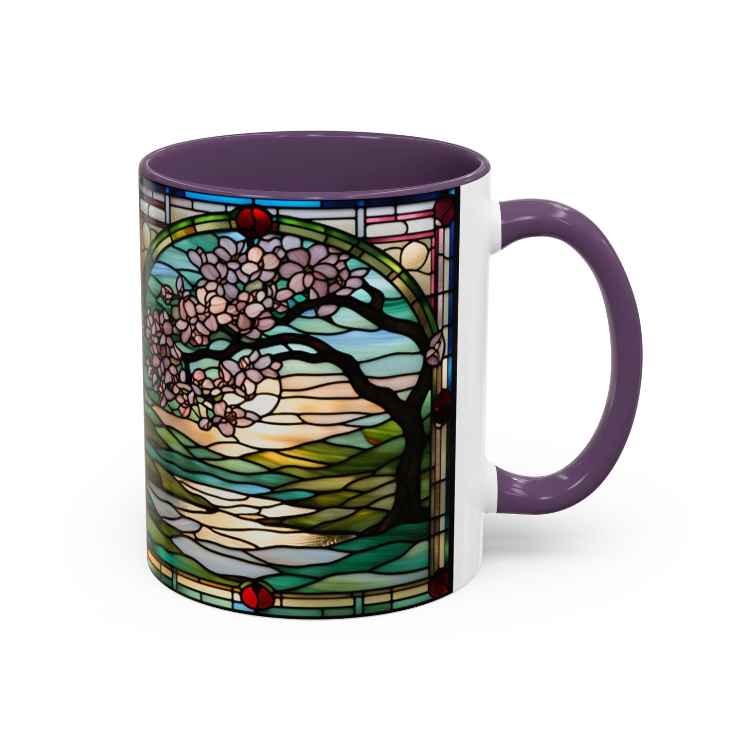 Stained Glass Cherry Blossom Mug, Nature Lover's Gift, Floral Coffee Cup, Home Decor, Spring Decor, Mother's Day Gift