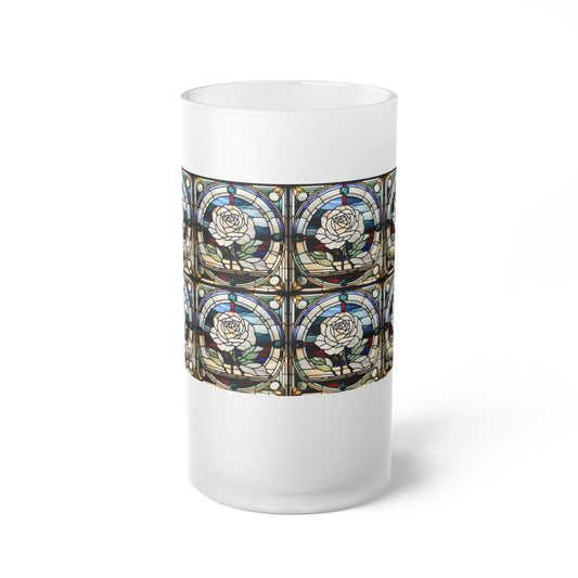 Stained Glass Frosted Beer Mug Unique Gift for Home Bar, Wedding, Housewarming, Vintage Decor, Art Lovers