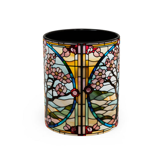 Stained Glass Tree Mug, Colorful Coffee Cup, Artistic Drinkware, Gift for Nature Lovers, Ceramics for Home Decor, 11oz 15oz