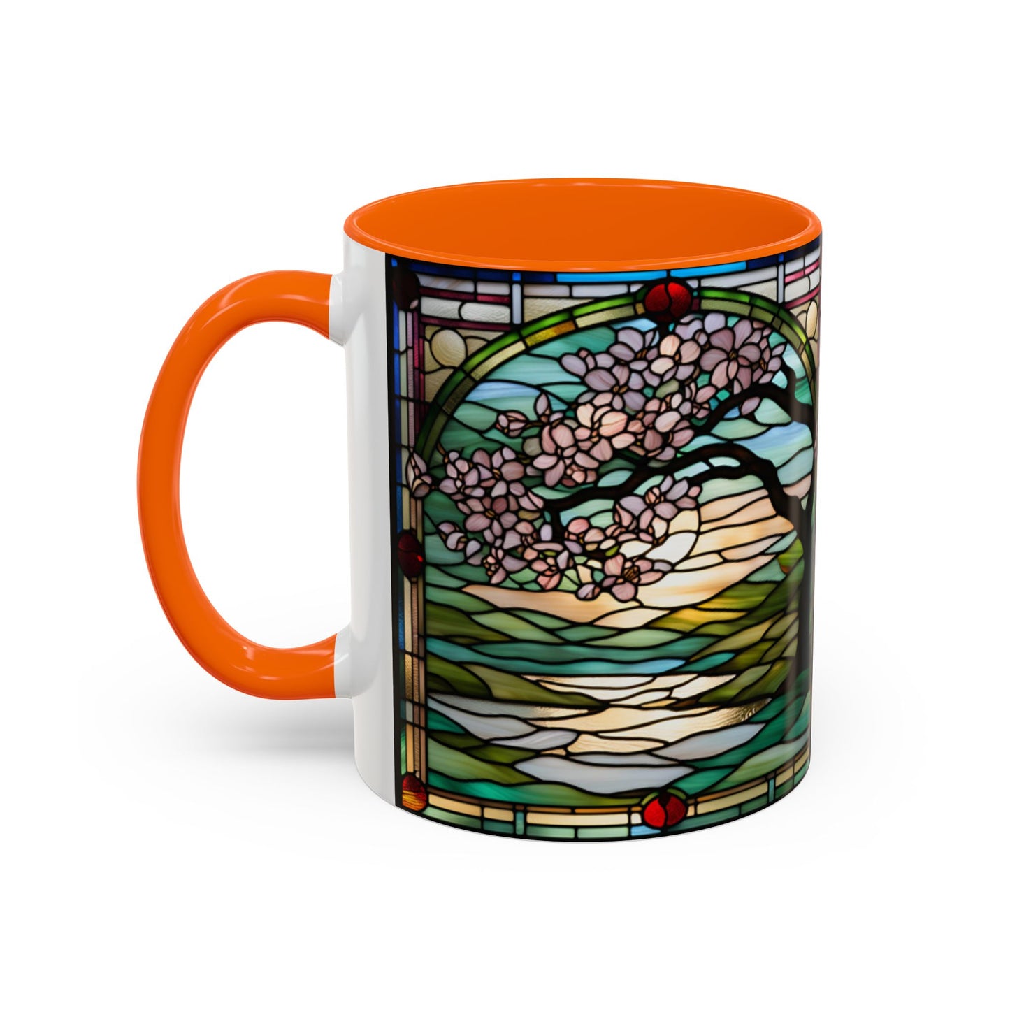Stained Glass Cherry Blossom Mug, Nature Lover's Gift, Floral Coffee Cup, Home Decor, Spring Decor, Mother's Day Gift