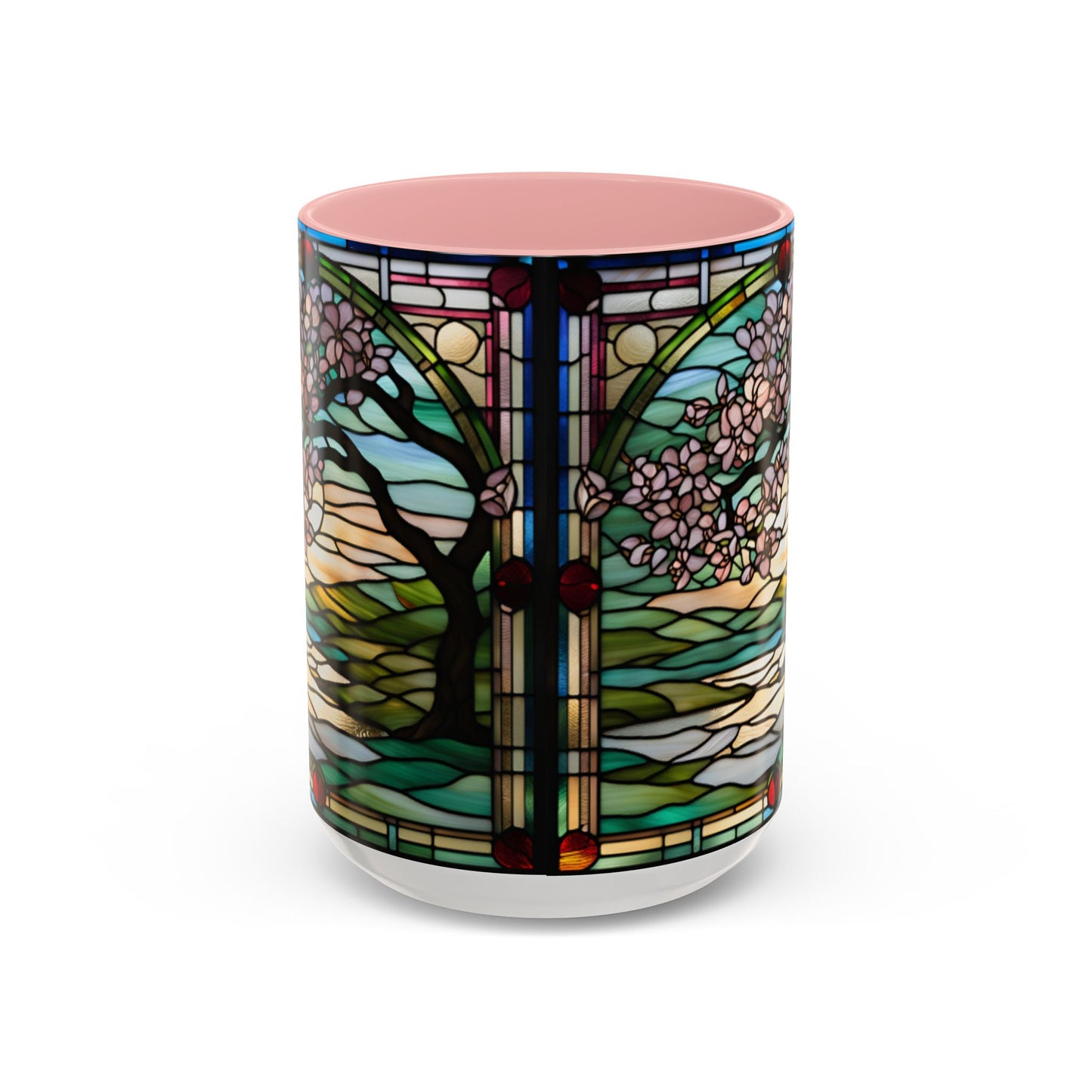 Stained Glass Cherry Blossom Mug, Nature Lover's Gift, Floral Coffee Cup, Home Decor, Spring Decor, Mother's Day Gift