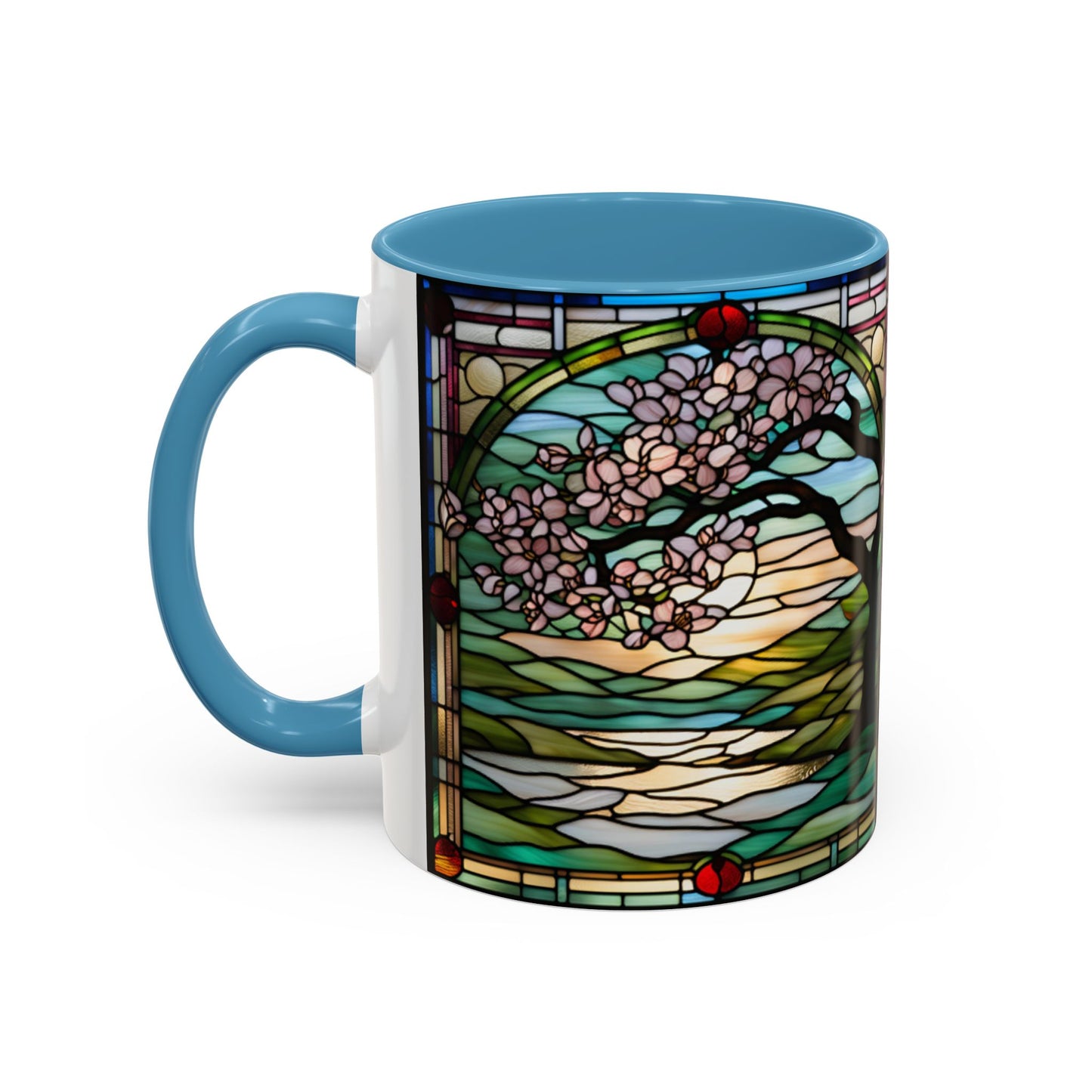 Stained Glass Cherry Blossom Mug, Nature Lover's Gift, Floral Coffee Cup, Home Decor, Spring Decor, Mother's Day Gift