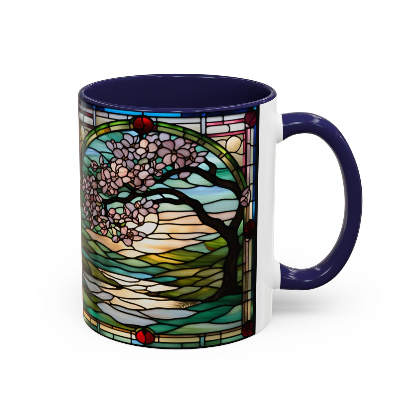 Stained Glass Cherry Blossom Mug, Nature Lover's Gift, Floral Coffee Cup, Home Decor, Spring Decor, Mother's Day Gift