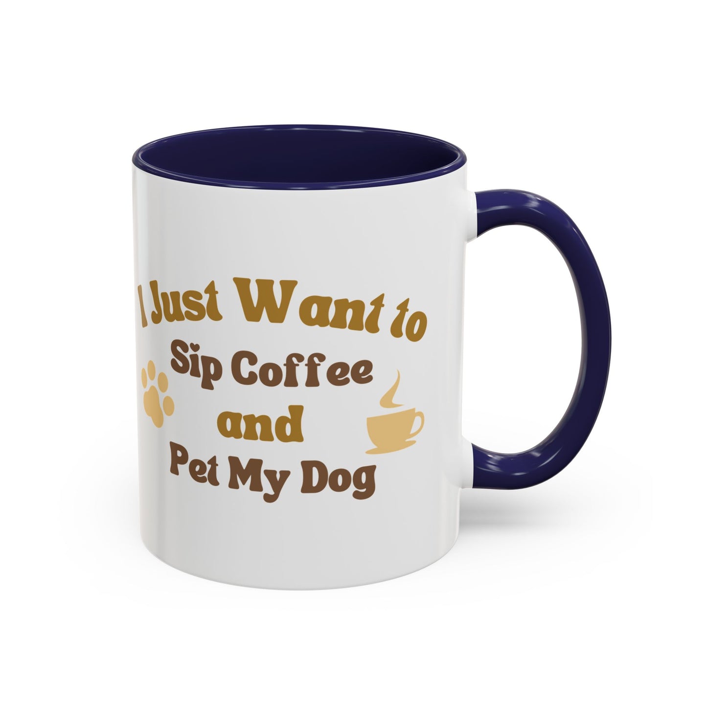 Dog Lover Accent Mug, Coffee Cup Gift, Dog Mom Dad Present, Sip and Pet Mug, Cute Canine Lover Mug, 11oz
