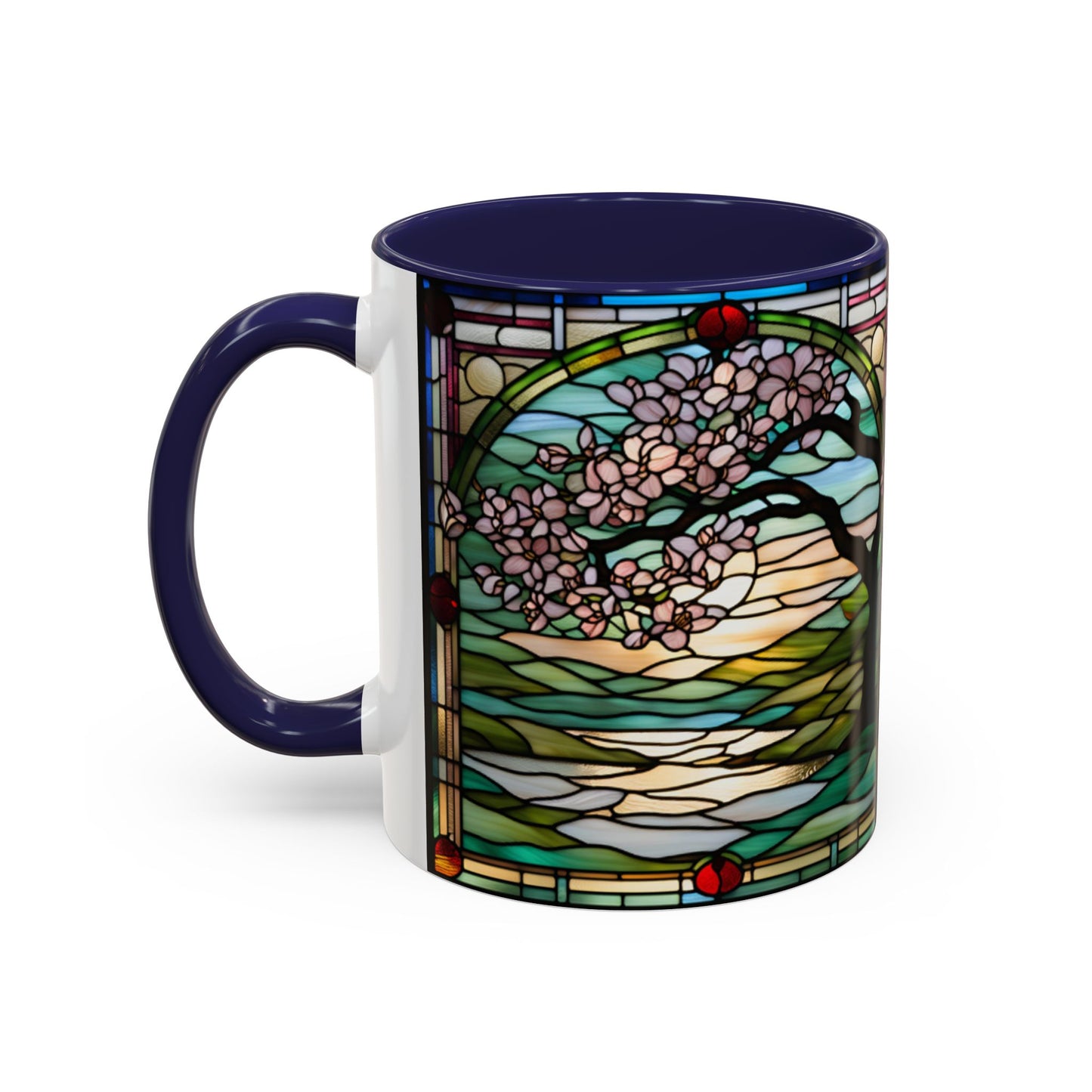 Stained Glass Cherry Blossom Mug, Nature Lover's Gift, Floral Coffee Cup, Home Decor, Spring Decor, Mother's Day Gift