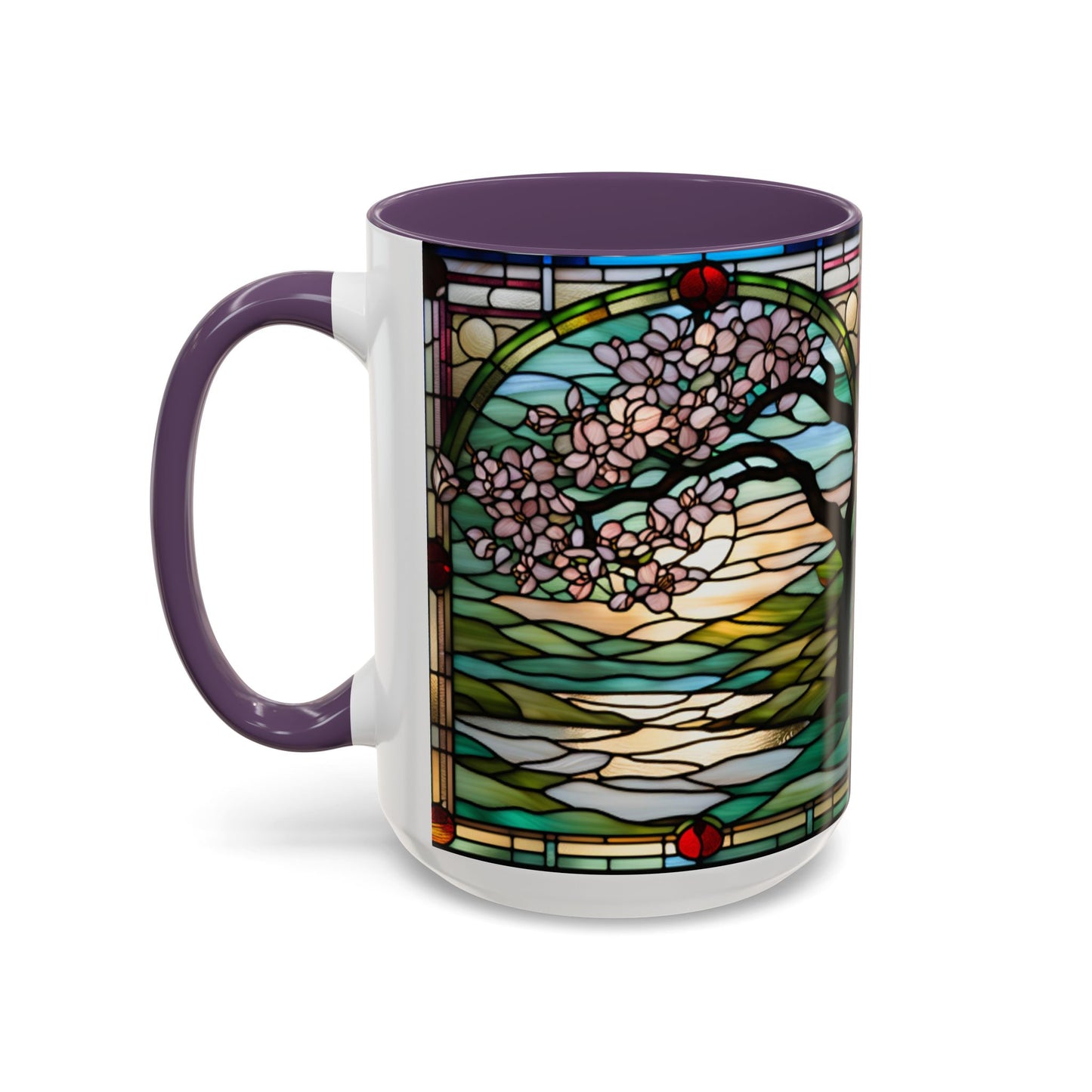 Stained Glass Cherry Blossom Mug, Nature Lover's Gift, Floral Coffee Cup, Home Decor, Spring Decor, Mother's Day Gift