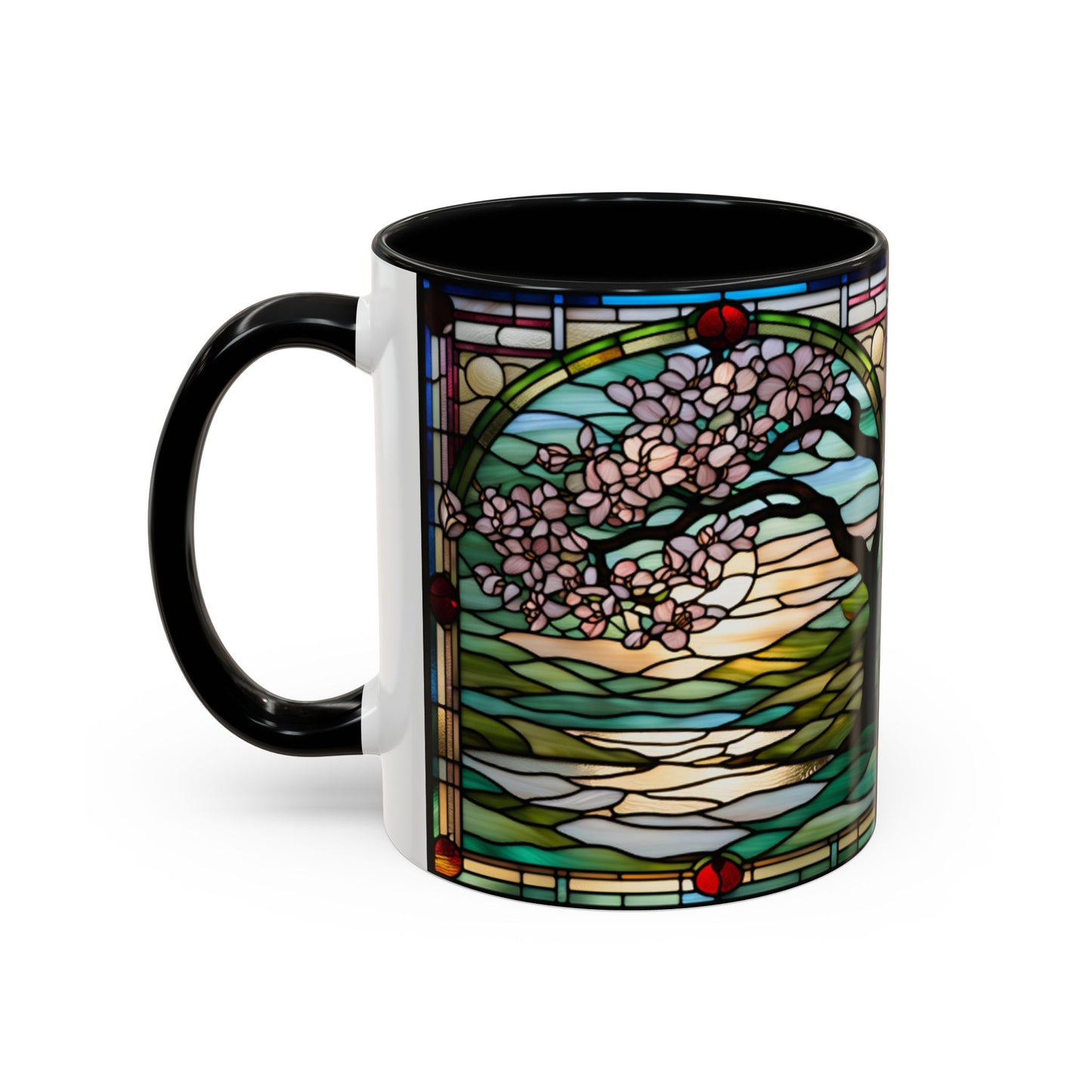 Stained Glass Cherry Blossom Mug, Nature Lover's Gift, Floral Coffee Cup, Home Decor, Spring Decor, Mother's Day Gift