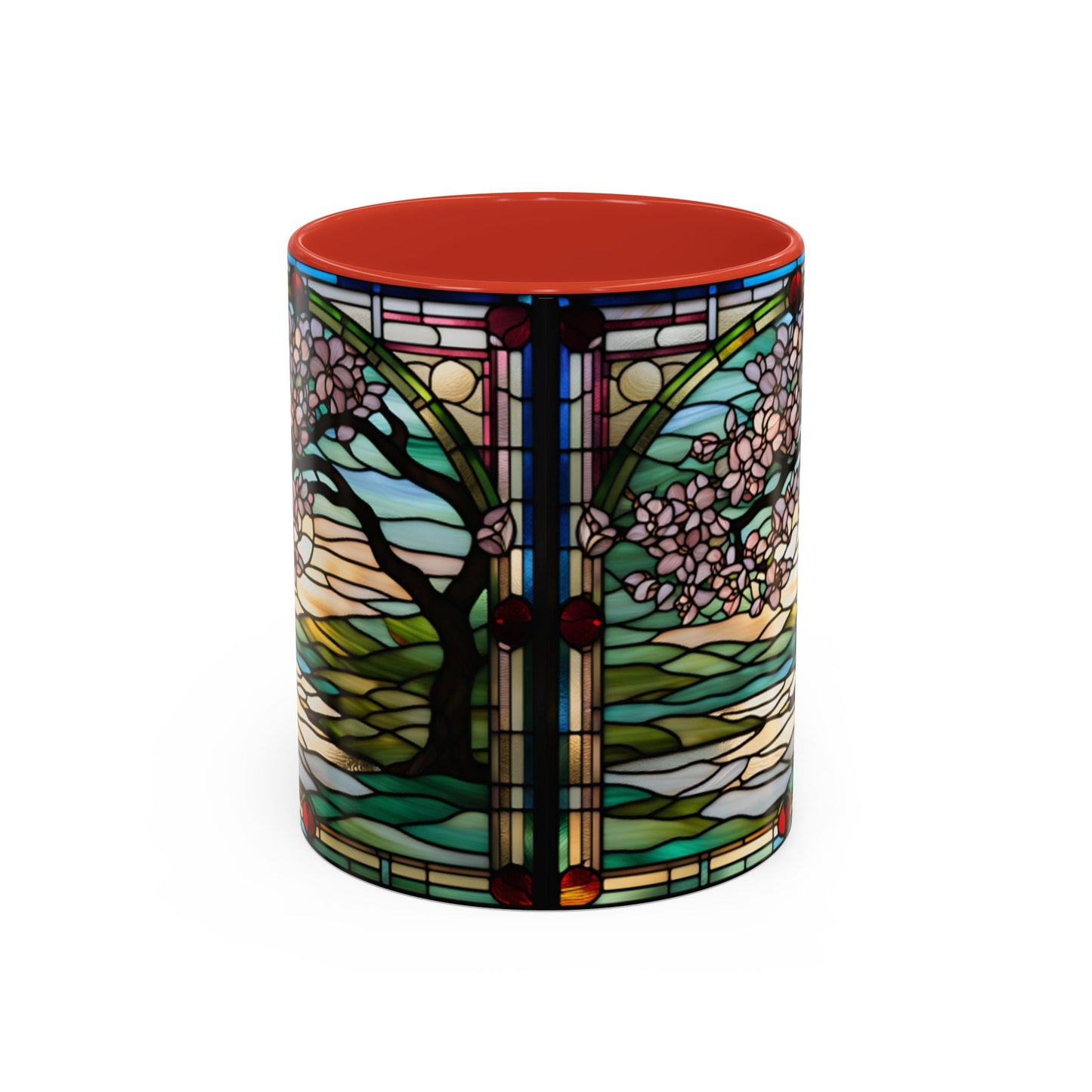 Stained Glass Cherry Blossom Mug, Nature Lover's Gift, Floral Coffee Cup, Home Decor, Spring Decor, Mother's Day Gift