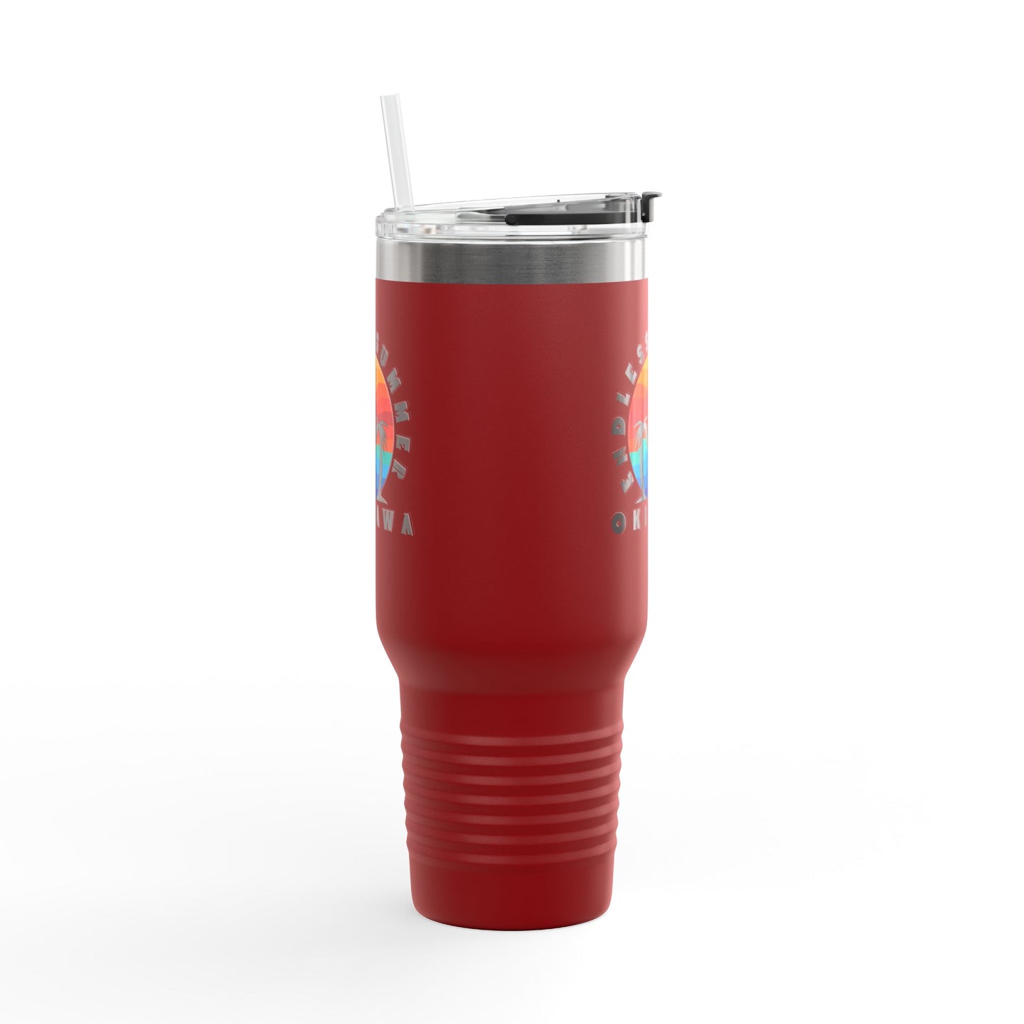 Okinawa Summer Endless Summer Insulated Travel Mug, 40oz - Tropical Beach Vacation Drinkware, Large Tea Cup, Gift for Travelers, Japanese