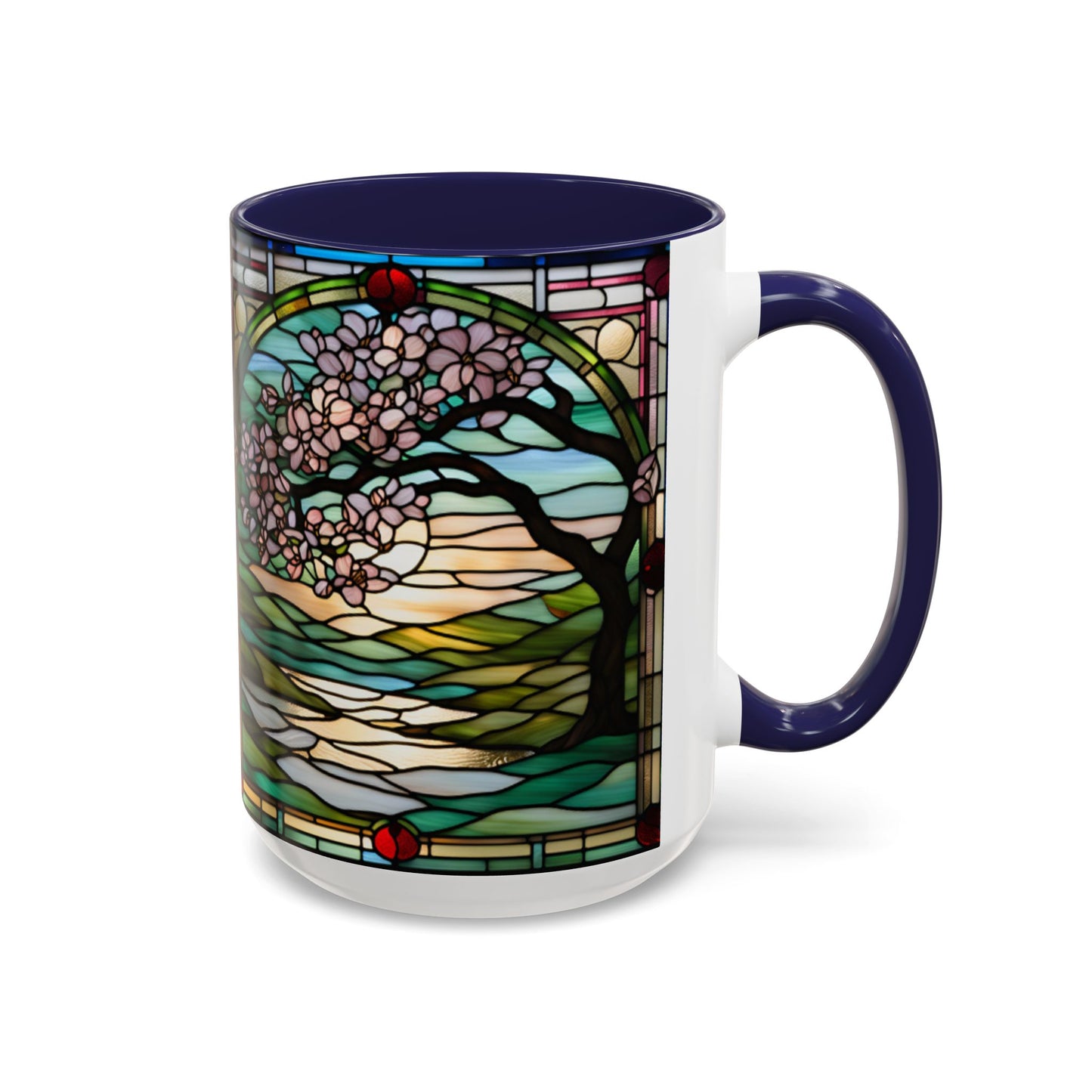 Stained Glass Cherry Blossom Mug, Nature Lover's Gift, Floral Coffee Cup, Home Decor, Spring Decor, Mother's Day Gift