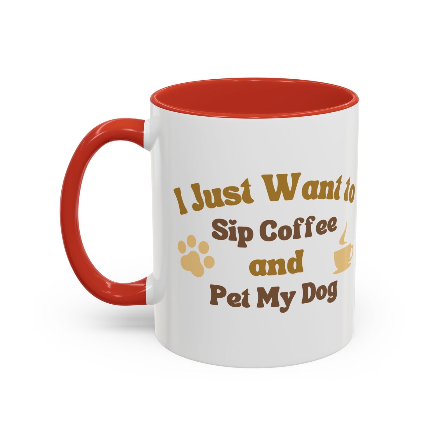 Dog Lover Accent Mug, Coffee Cup Gift, Dog Mom Dad Present, Sip and Pet Mug, Cute Canine Lover Mug, 11oz