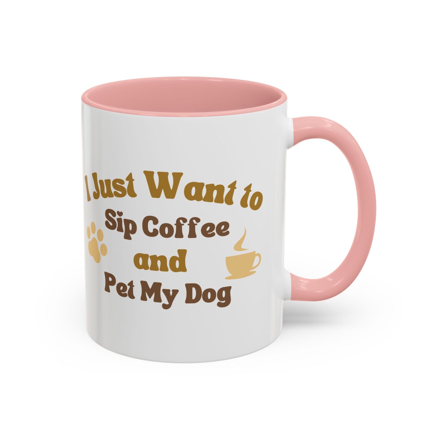 Dog Lover Accent Mug, Coffee Cup Gift, Dog Mom Dad Present, Sip and Pet Mug, Cute Canine Lover Mug, 11oz
