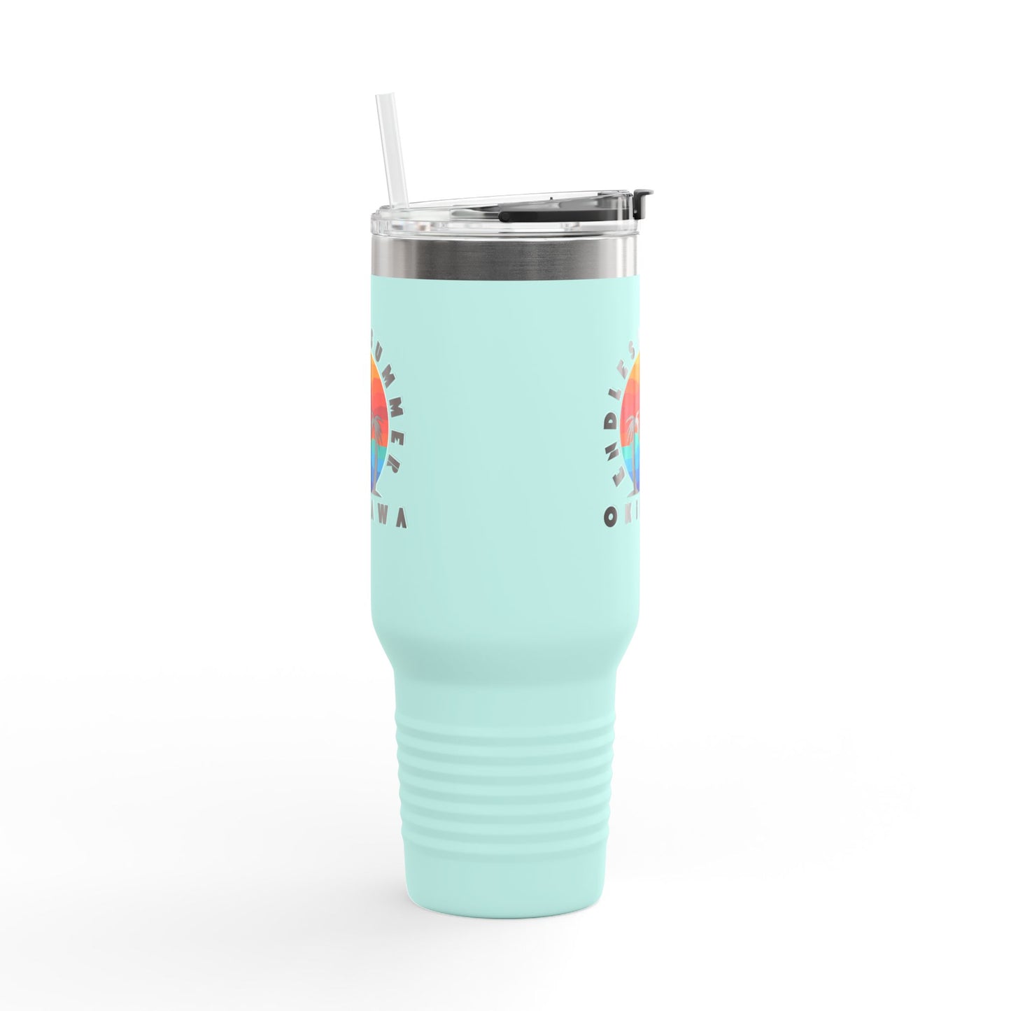 Okinawa Summer Endless Summer Insulated Travel Mug, 40oz - Tropical Beach Vacation Drinkware, Large Tea Cup, Gift for Travelers, Japanese