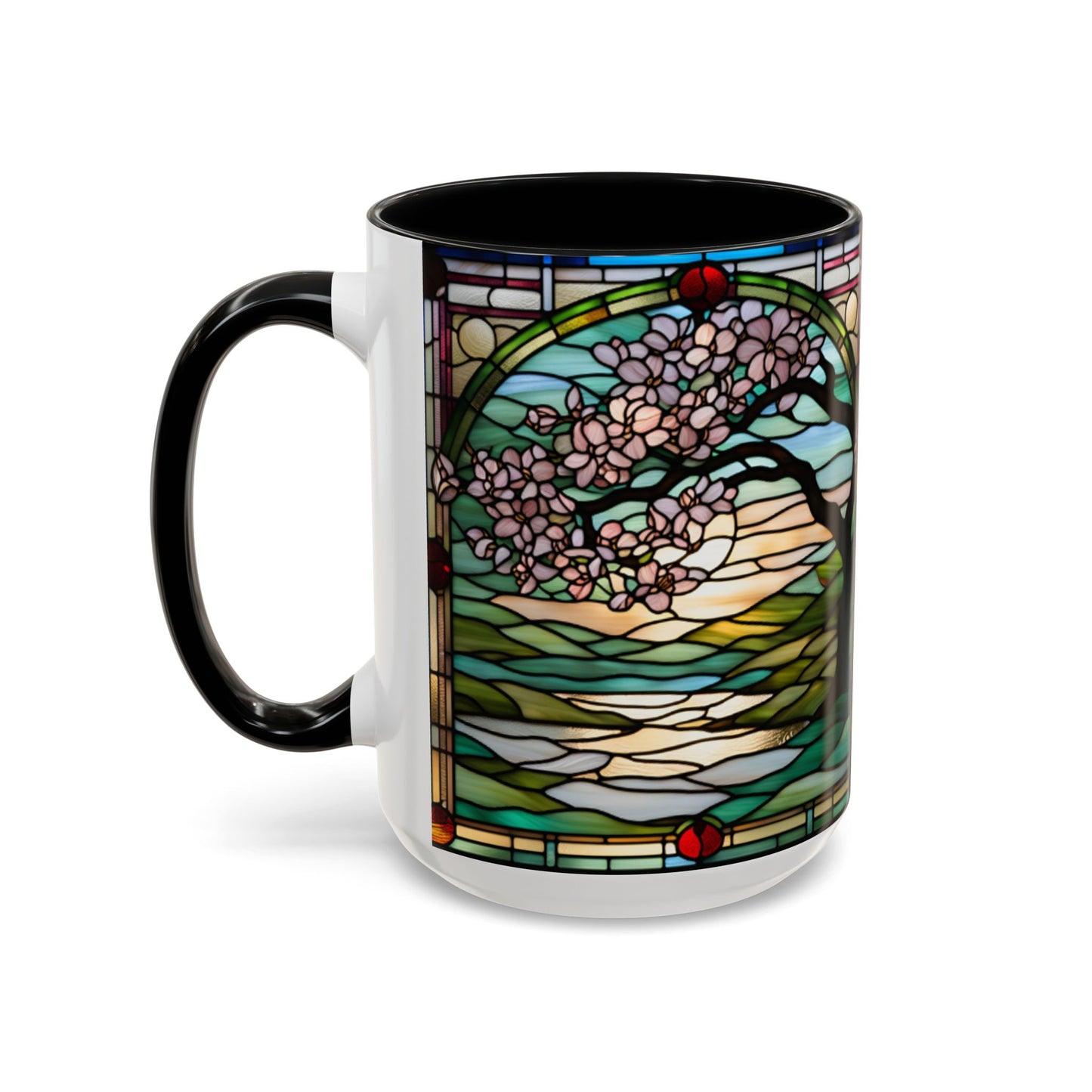Stained Glass Cherry Blossom Mug, Nature Lover's Gift, Floral Coffee Cup, Home Decor, Spring Decor, Mother's Day Gift