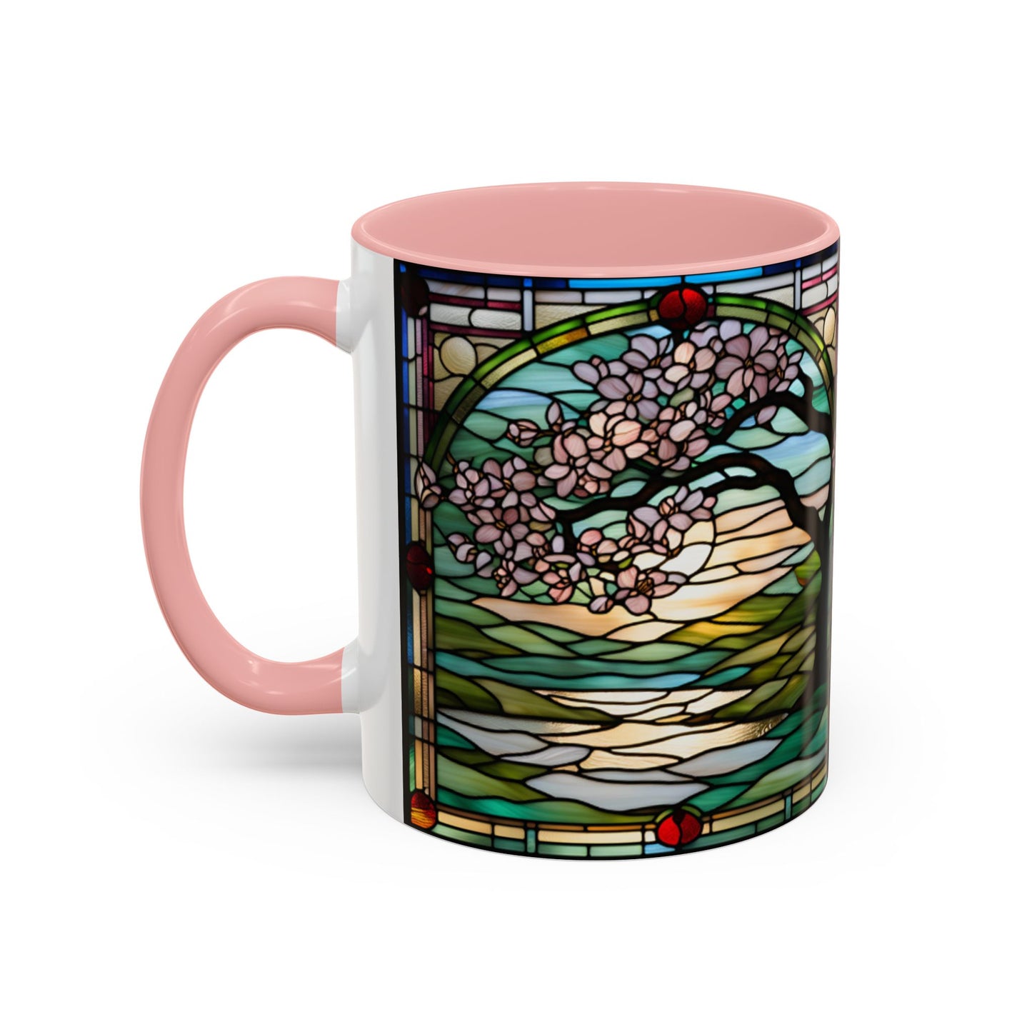 Stained Glass Cherry Blossom Mug, Nature Lover's Gift, Floral Coffee Cup, Home Decor, Spring Decor, Mother's Day Gift