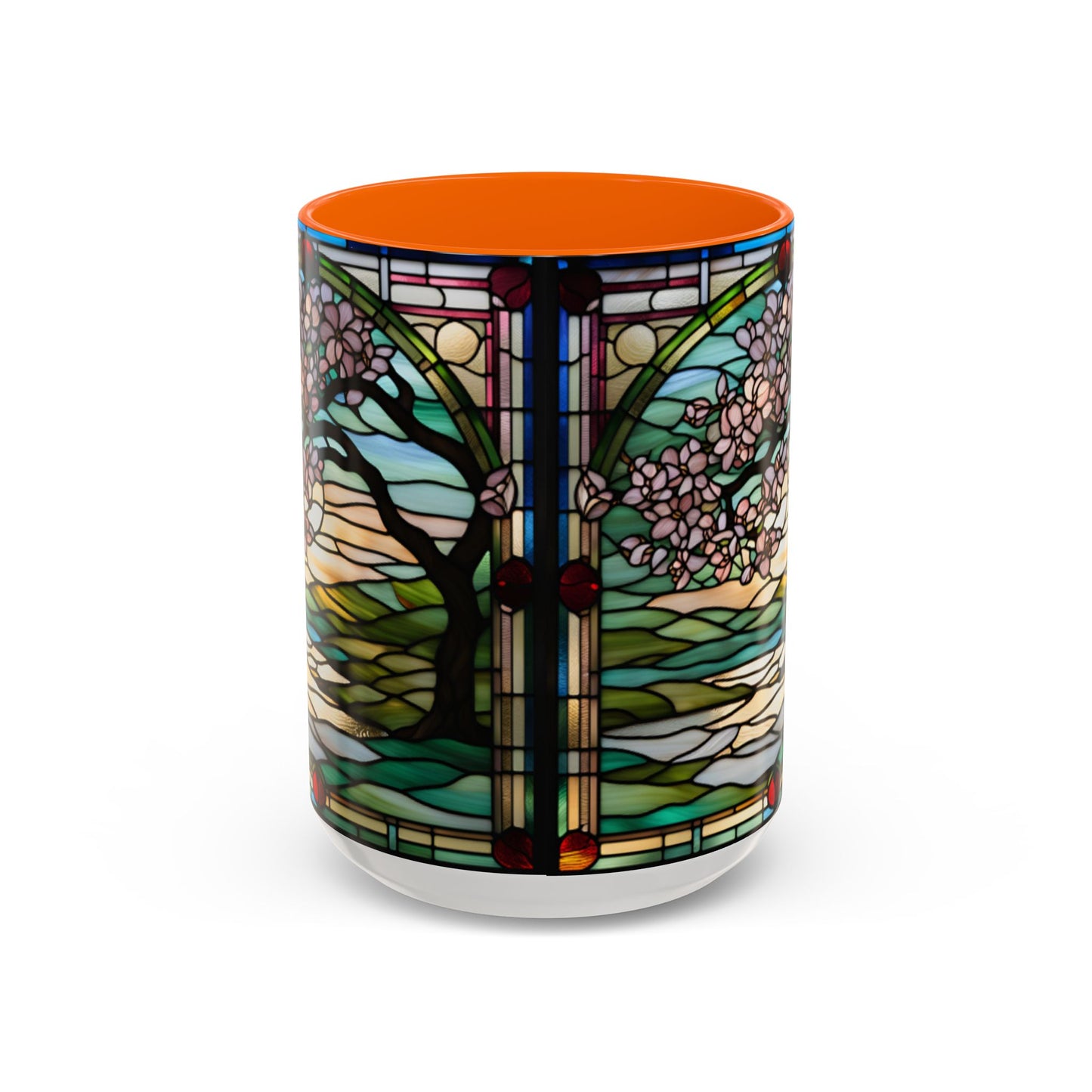 Stained Glass Cherry Blossom Mug, Nature Lover's Gift, Floral Coffee Cup, Home Decor, Spring Decor, Mother's Day Gift