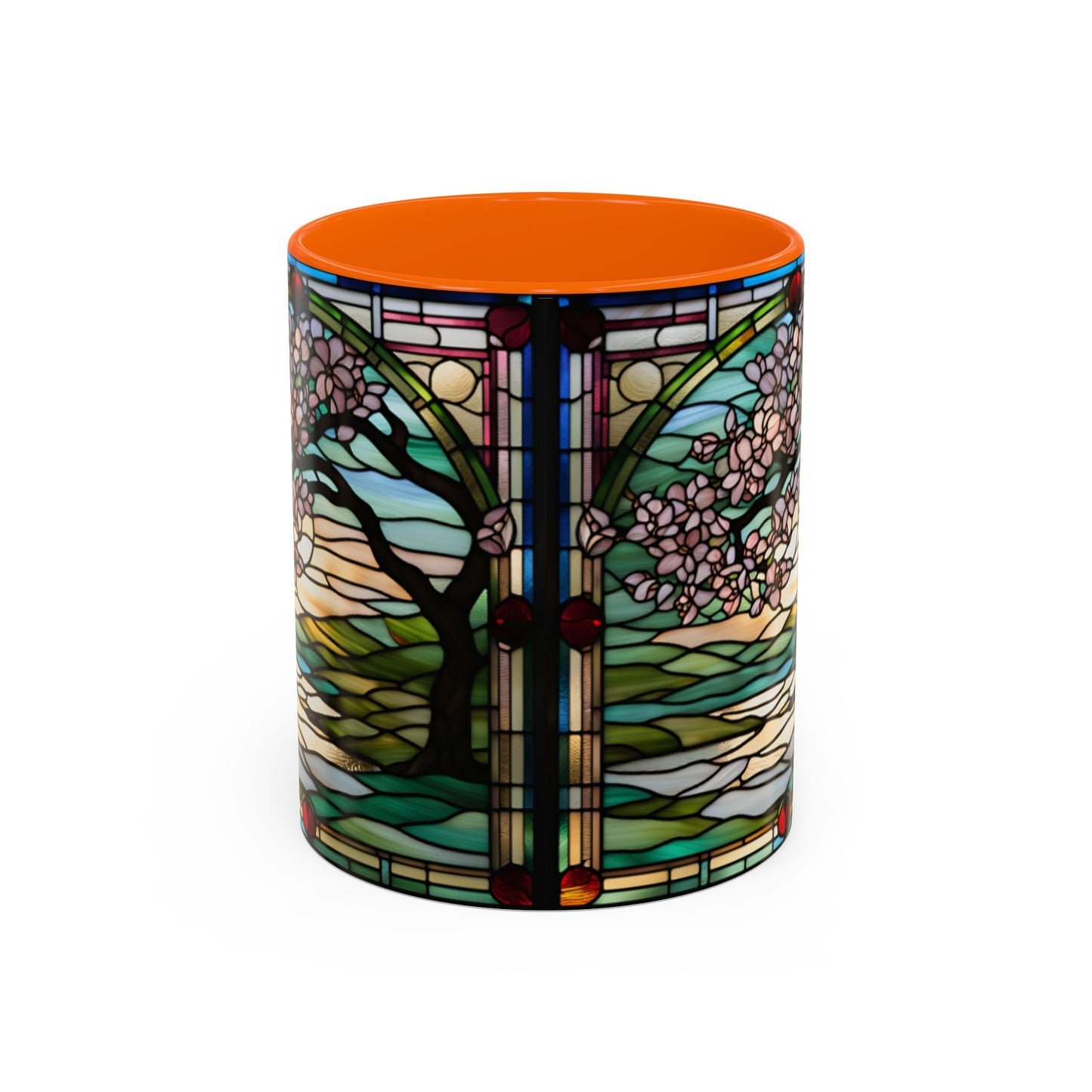 Stained Glass Cherry Blossom Mug, Nature Lover's Gift, Floral Coffee Cup, Home Decor, Spring Decor, Mother's Day Gift